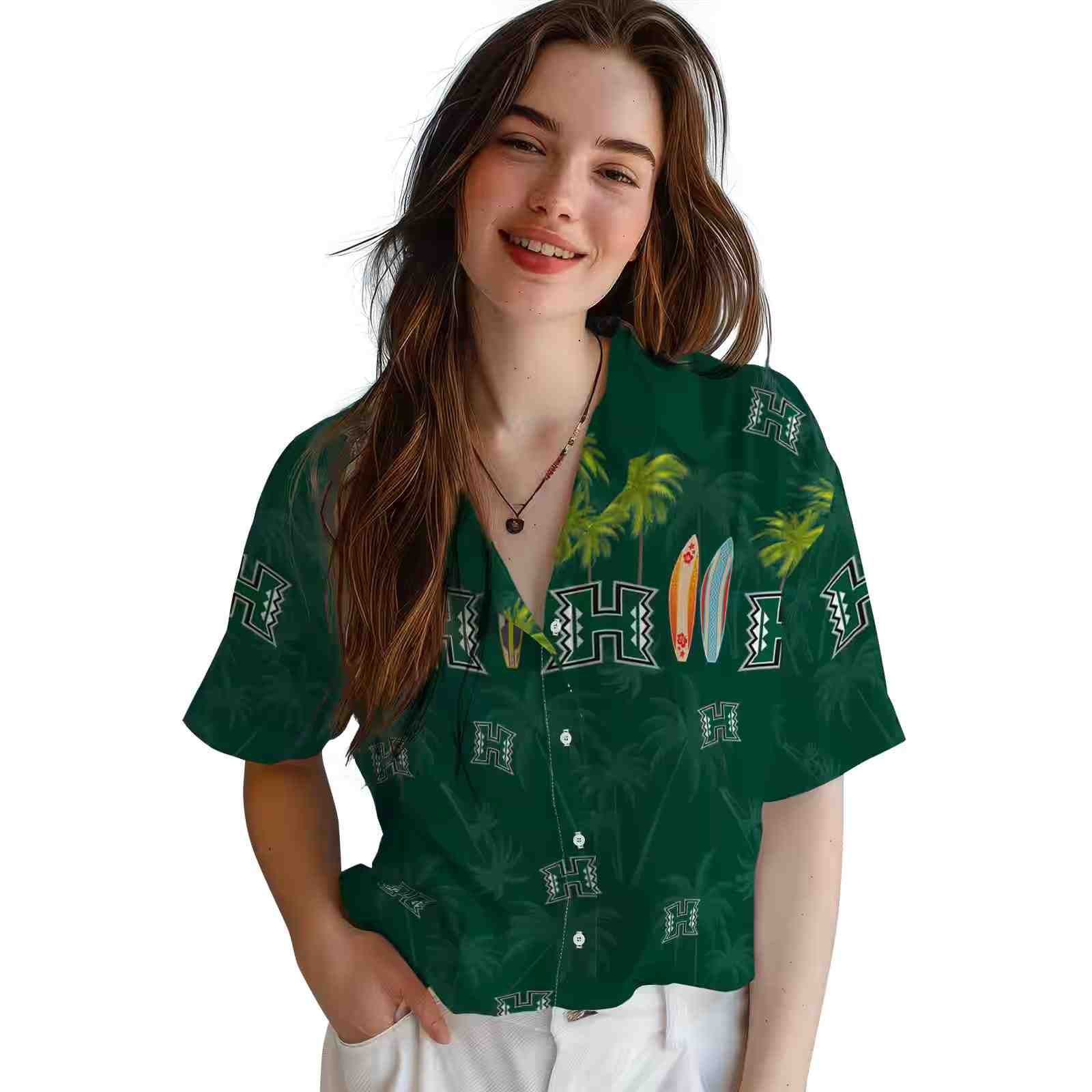 hawaii rainbow warriors surfboard palm green hawaiian shirt latest model