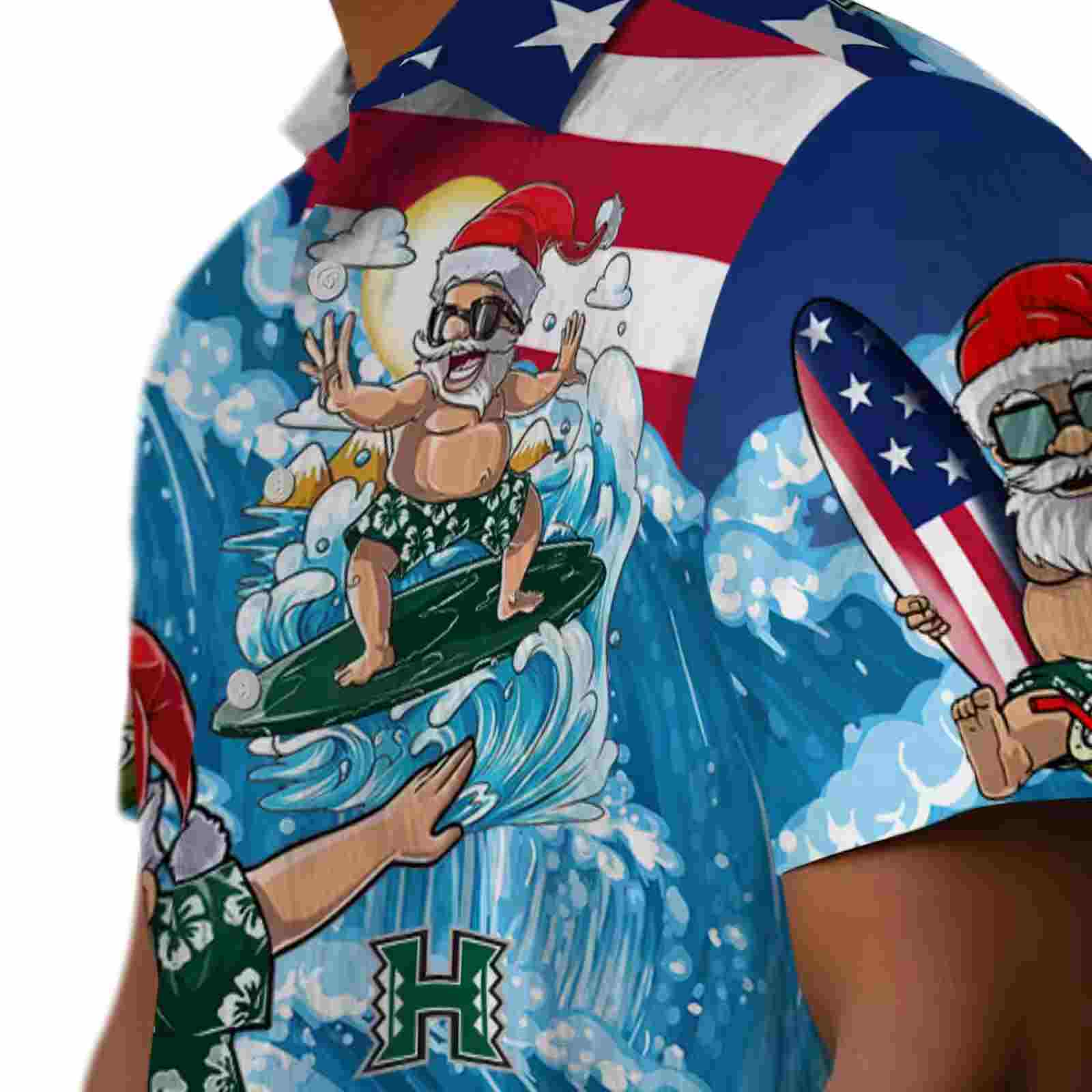 hawaii rainbow warriors surfing santa blue hawaiian shirt trendy