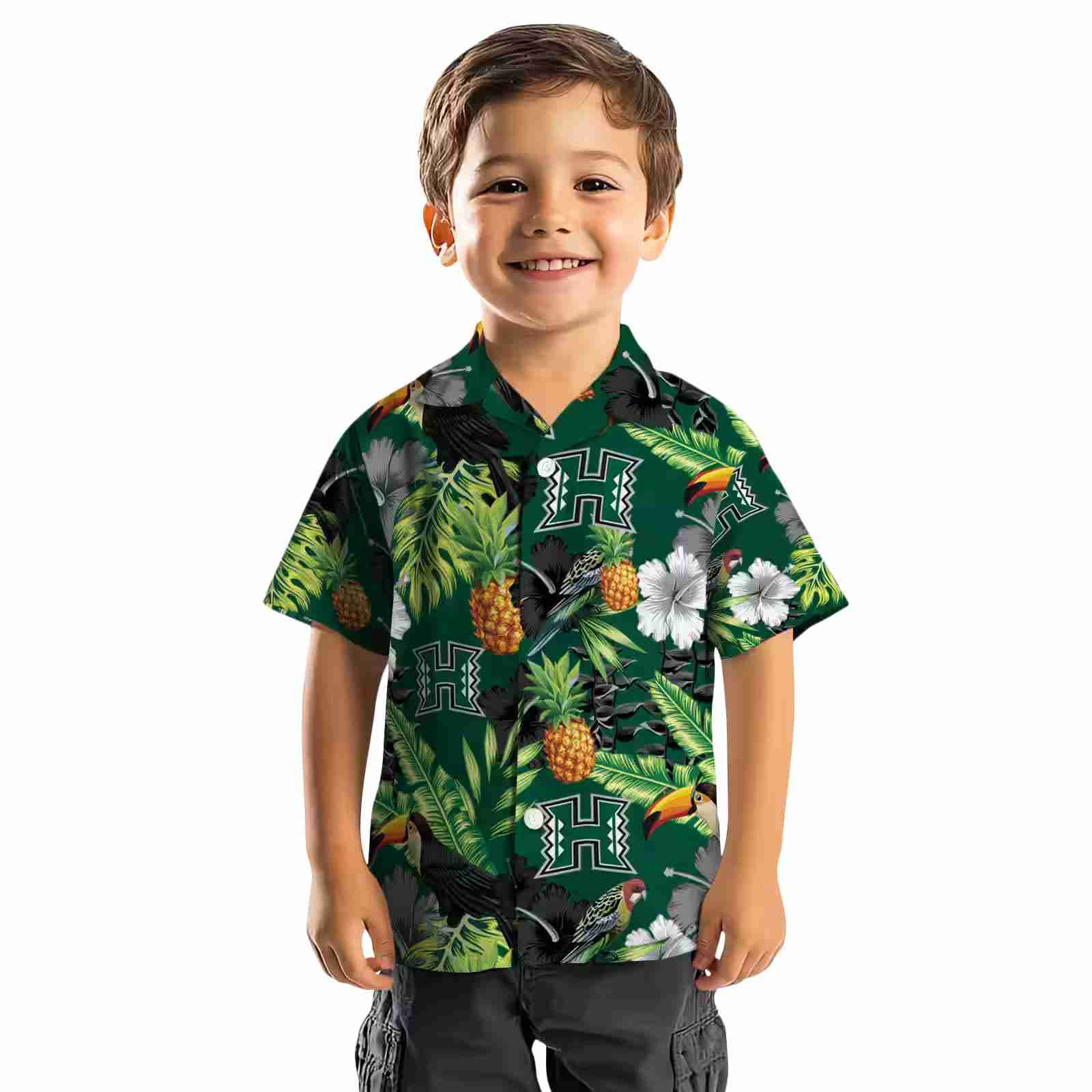 hawaii rainbow warriors toucan hibiscus pineapple green hawaiian shirt top rated