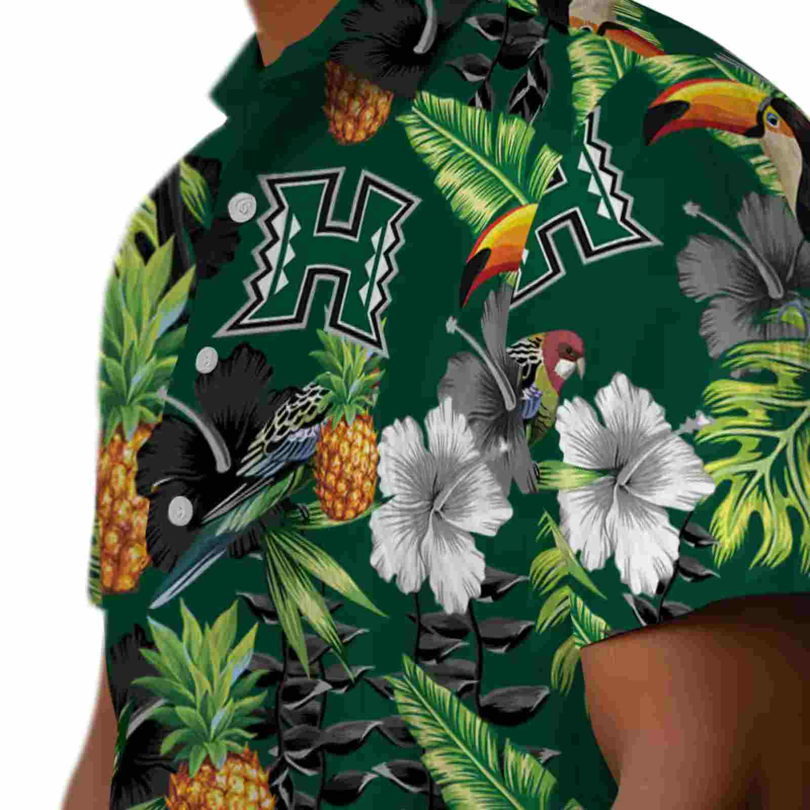 hawaii rainbow warriors toucan hibiscus pineapple green hawaiian shirt trendy