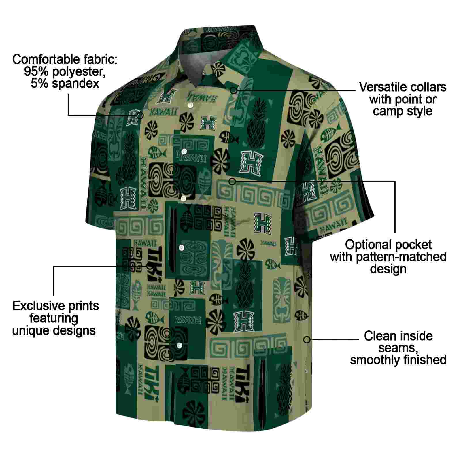 hawaii rainbow warriors tribal symbols green hawaiian shirt new arrival