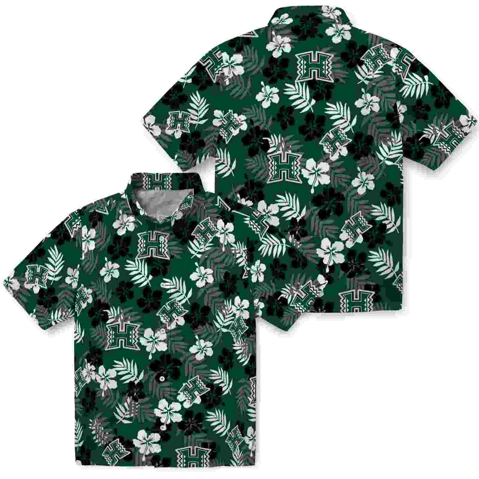 hawaii rainbow warriors tropical floral green hawaiian shirt high quality