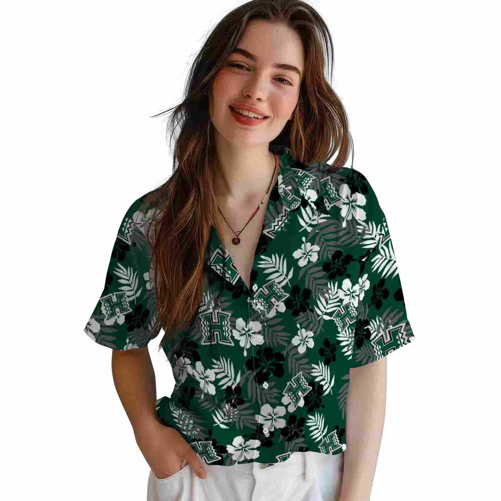 hawaii rainbow warriors tropical floral green hawaiian shirt latest model