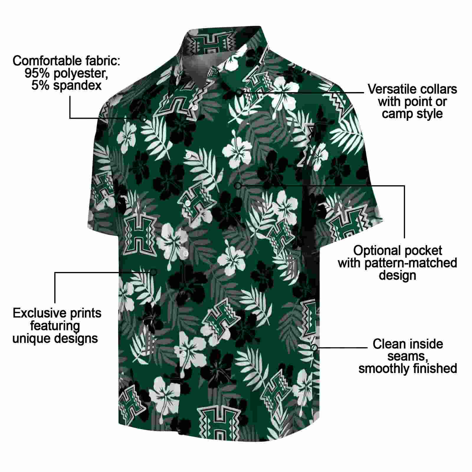 hawaii rainbow warriors tropical floral green hawaiian shirt new arrival