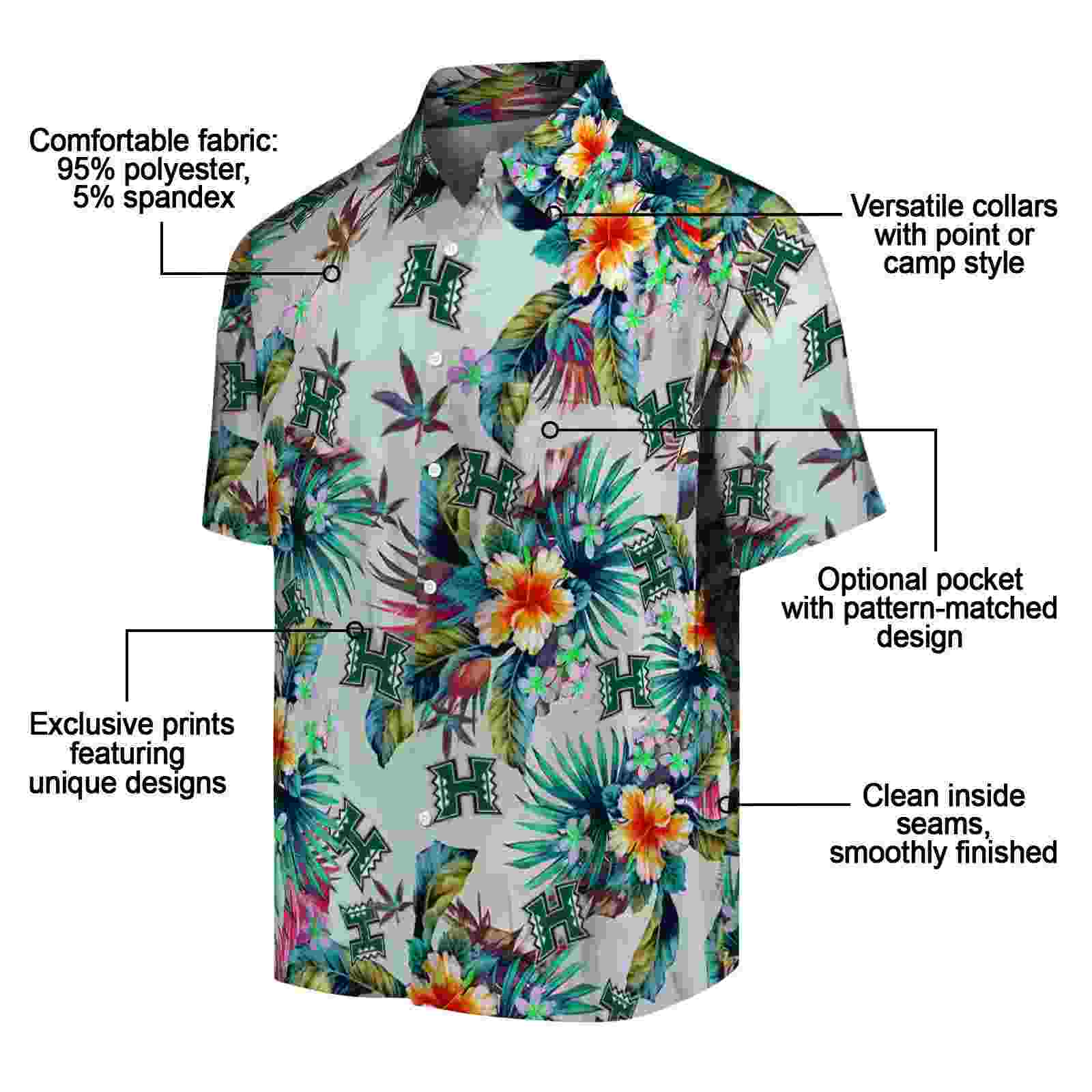 hawaii rainbow warriors tropical foliage green hawaiian shirt new arrival