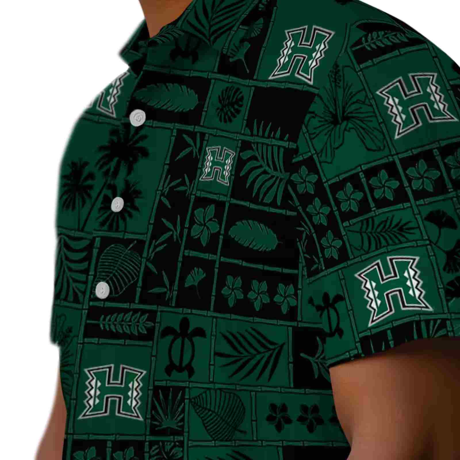 hawaii rainbow warriors tropical patchwork green black hawaiian shirt trendy