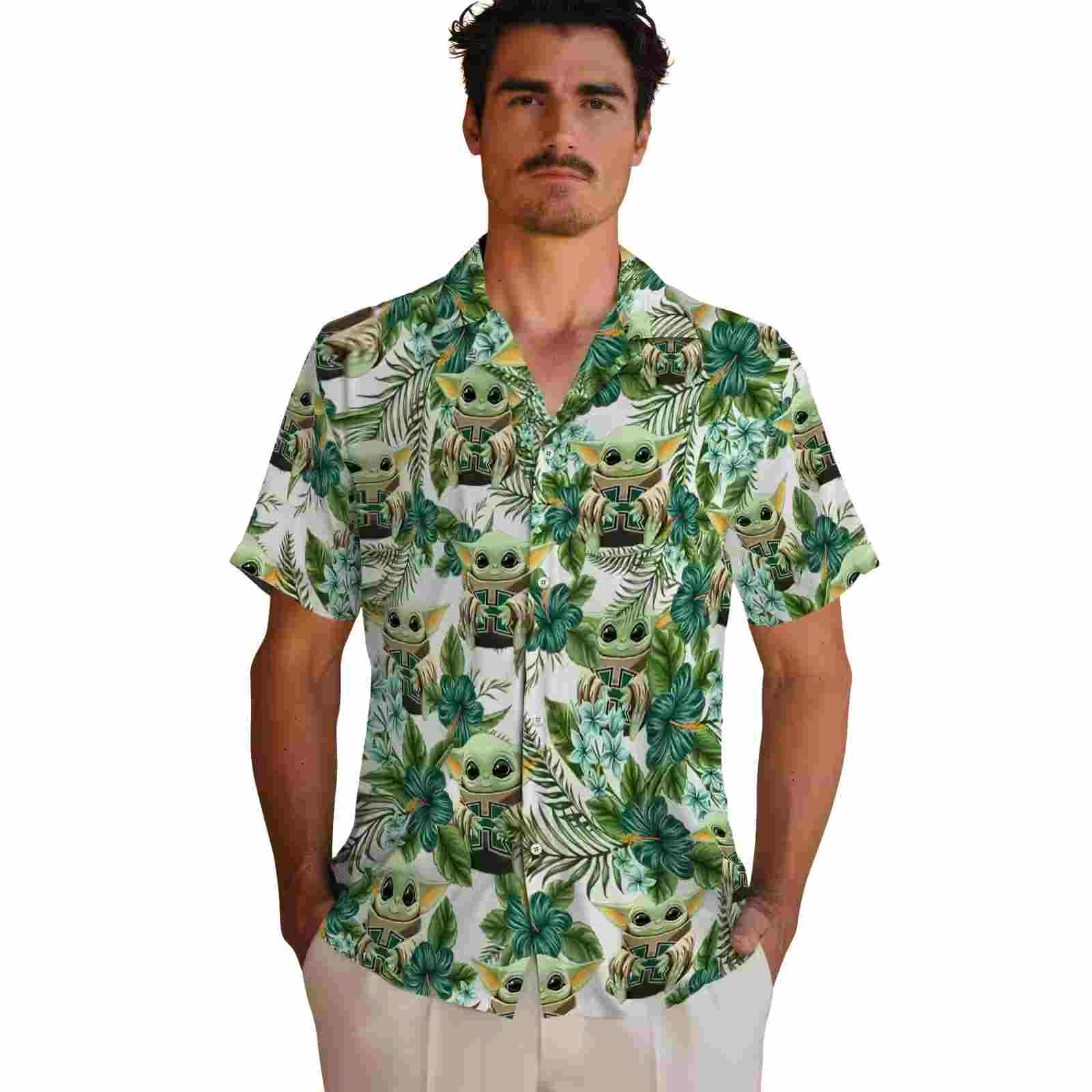 hawaii rainbow warriors tropical yoda green hawaiian shirt fashion forward