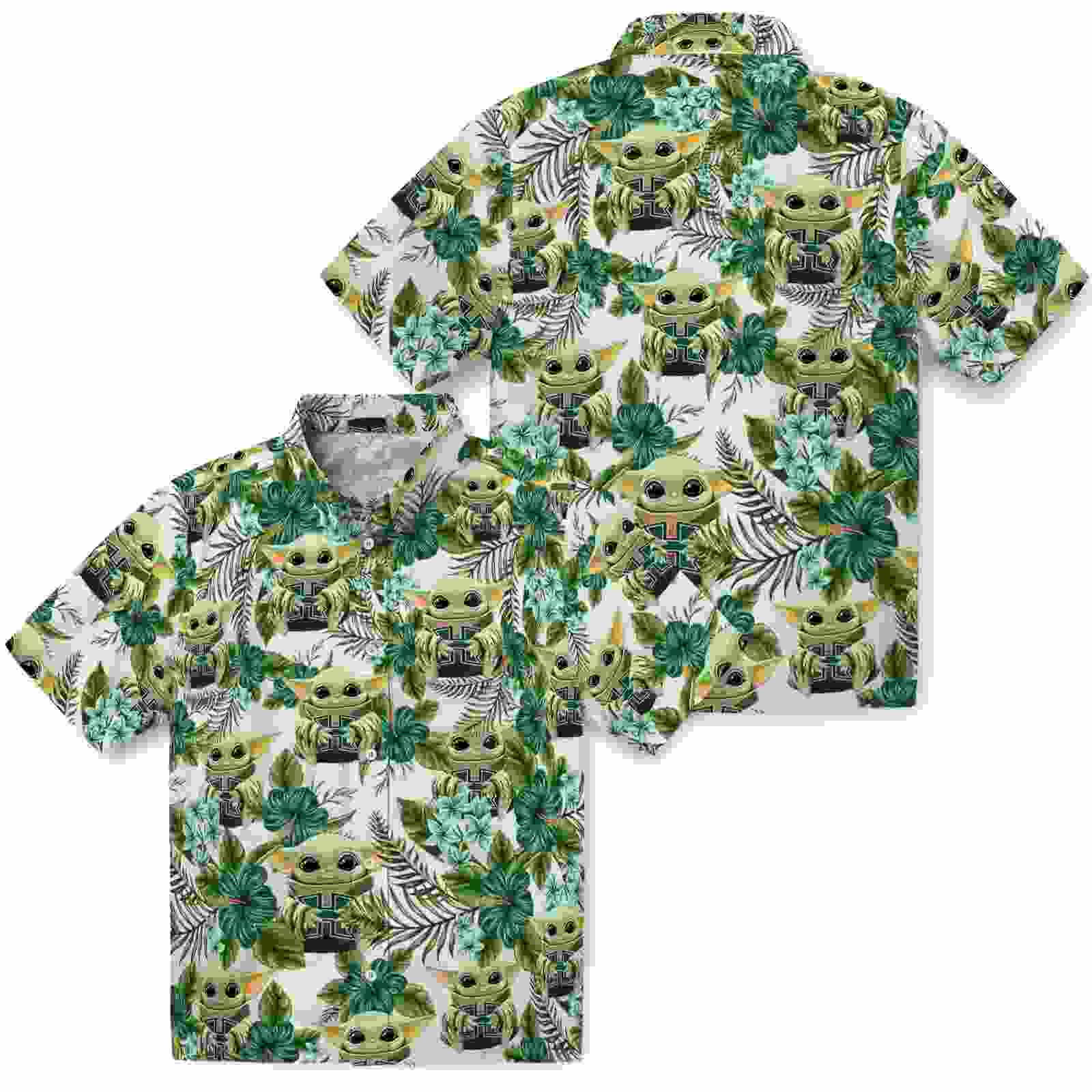 hawaii rainbow warriors tropical yoda green hawaiian shirt high quality