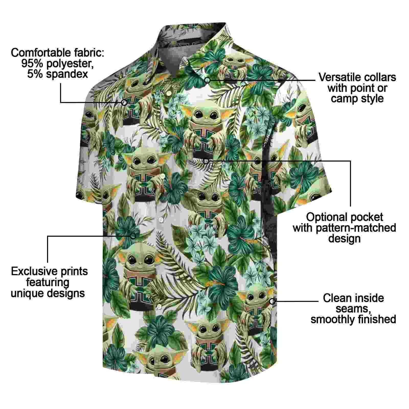 hawaii rainbow warriors tropical yoda green hawaiian shirt new arrival