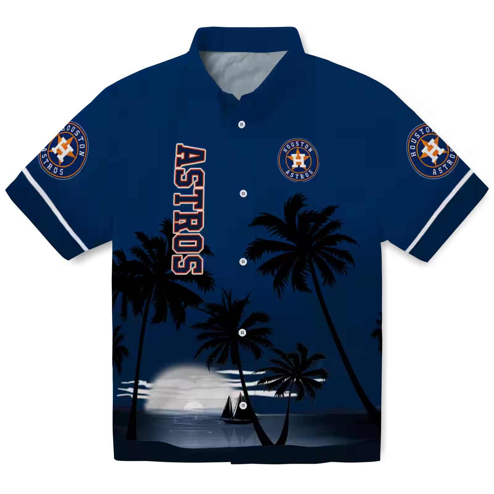 Houston Astros Beach Sunset Blue Black Hawaiian Shirt