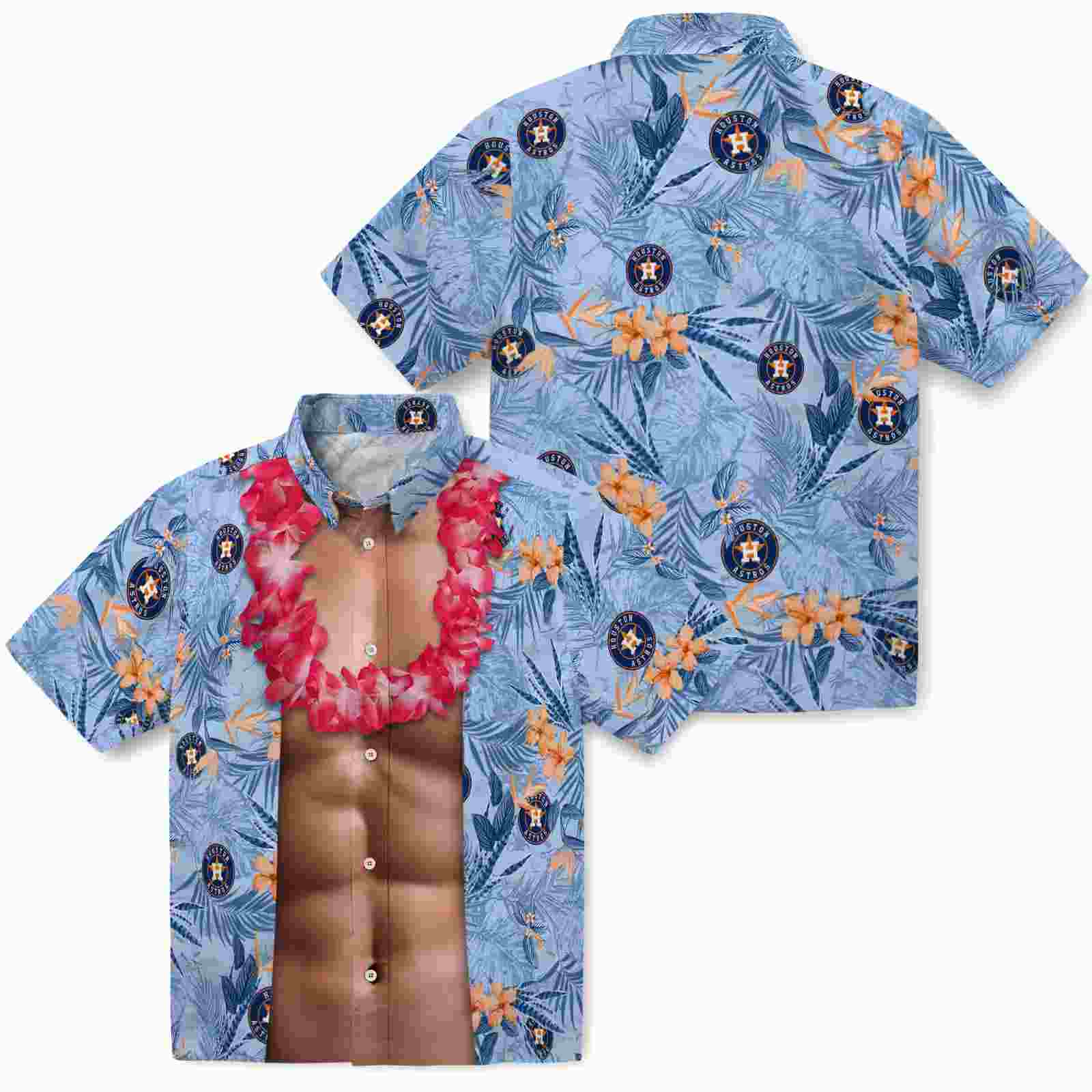 houston astros chest illusion blue hawaiian shirt high quality