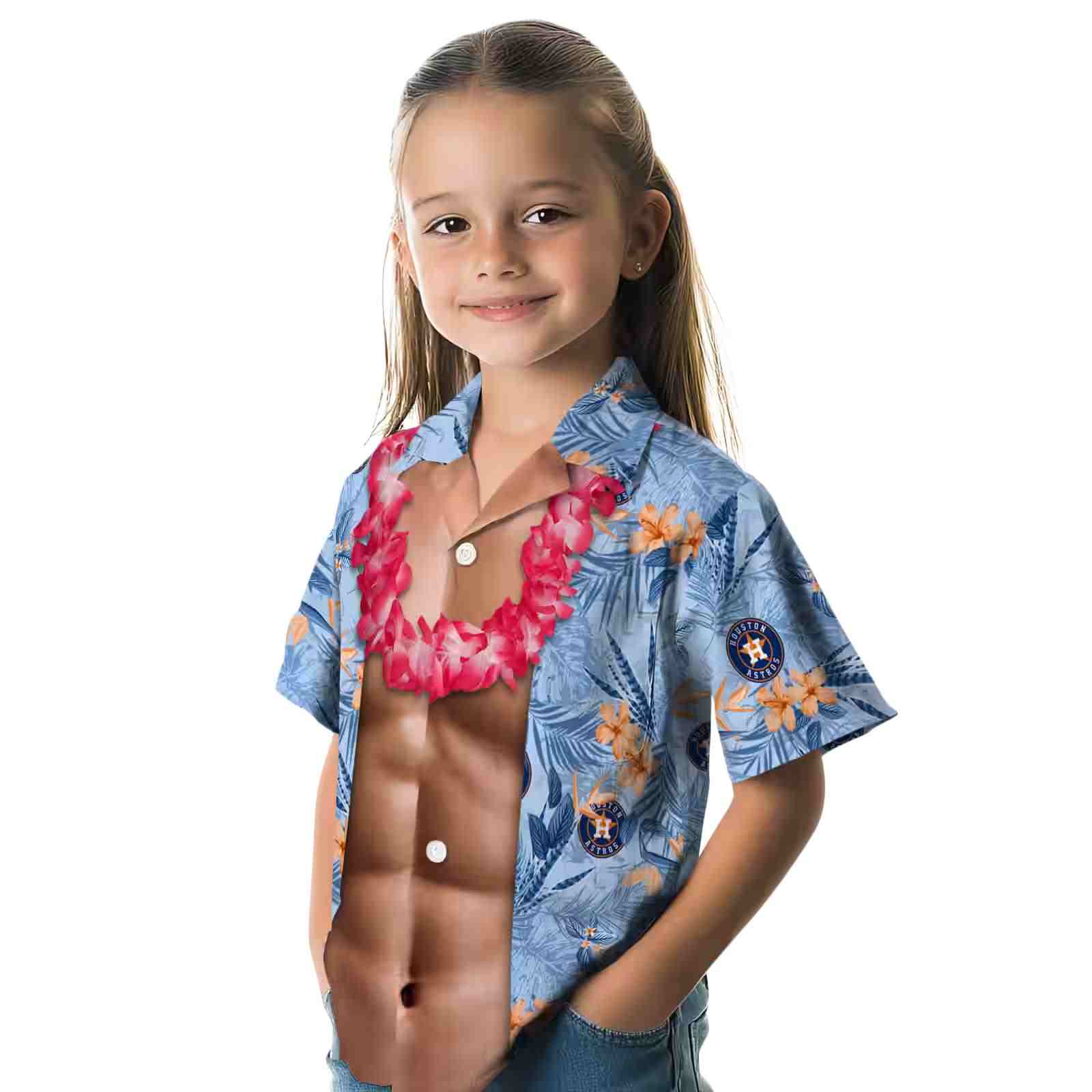 houston astros chest illusion blue hawaiian shirt premium grade