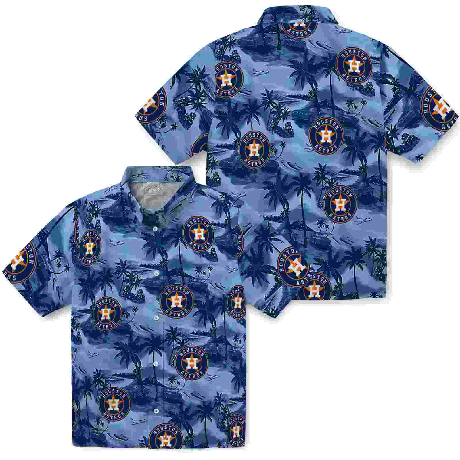 houston astros coastal palms blue hawaiian shirt high quality