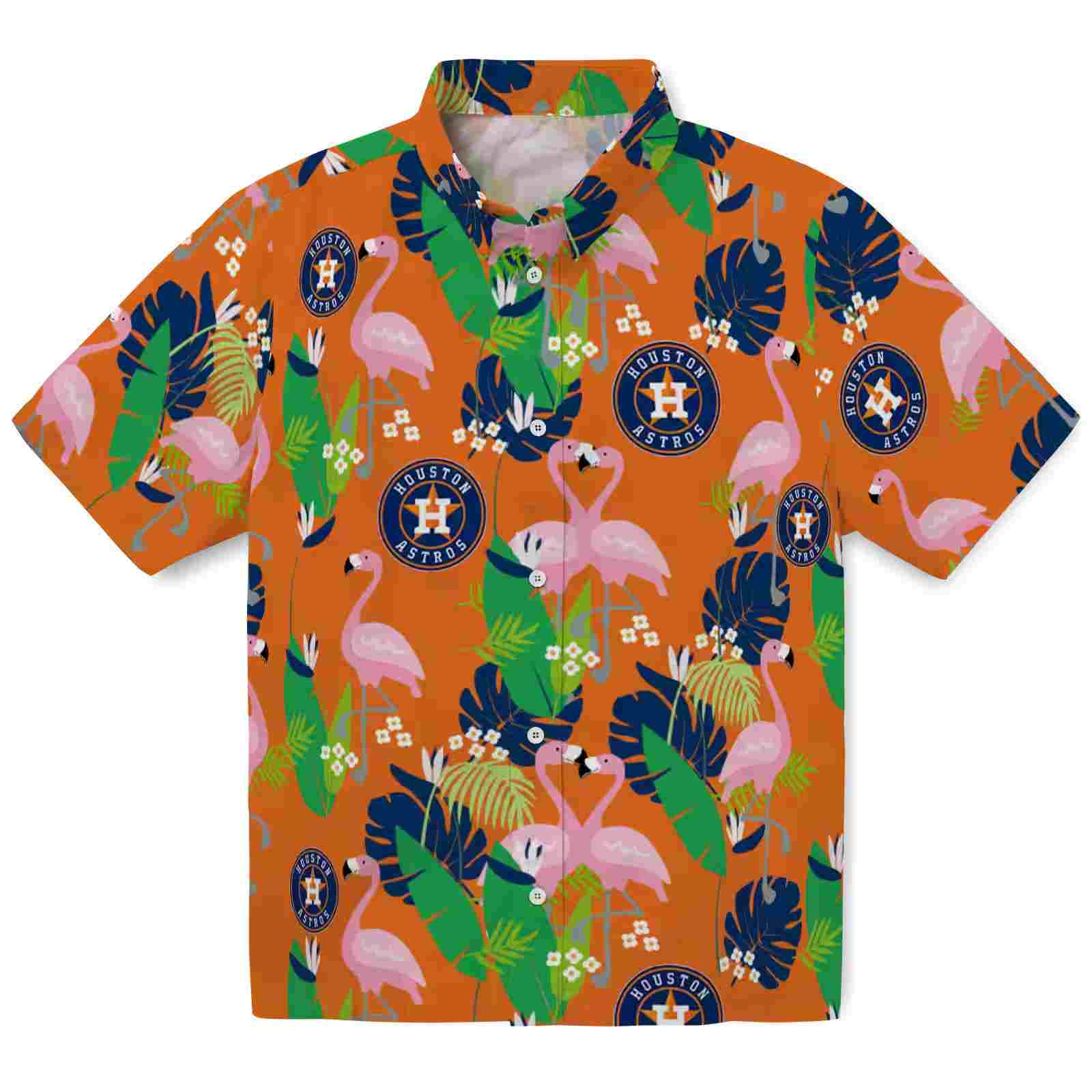 Houston Astros Flamingo Foliage Blue Green Hawaiian Shirt