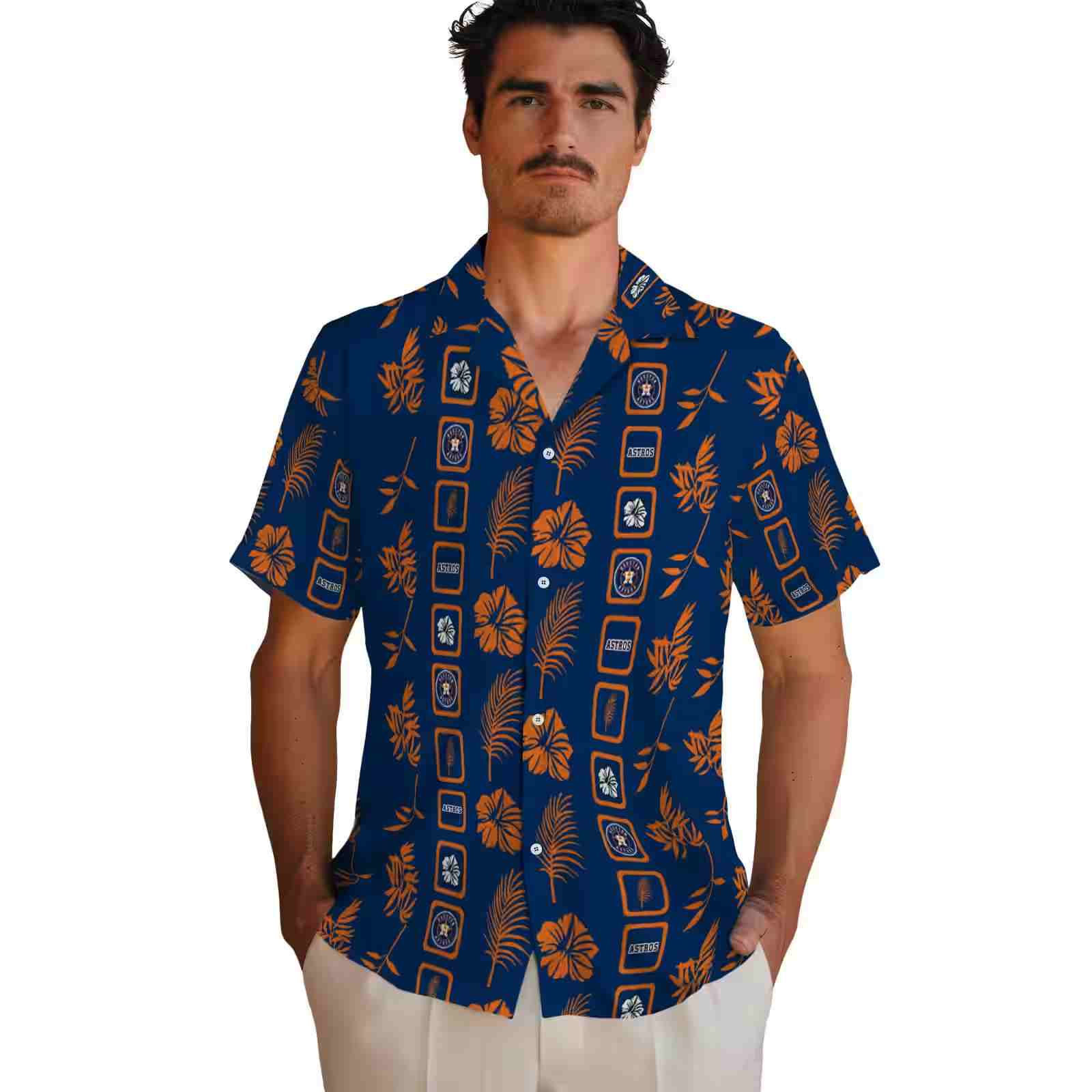 houston astros framed floral blue hawaiian shirt fashion forward