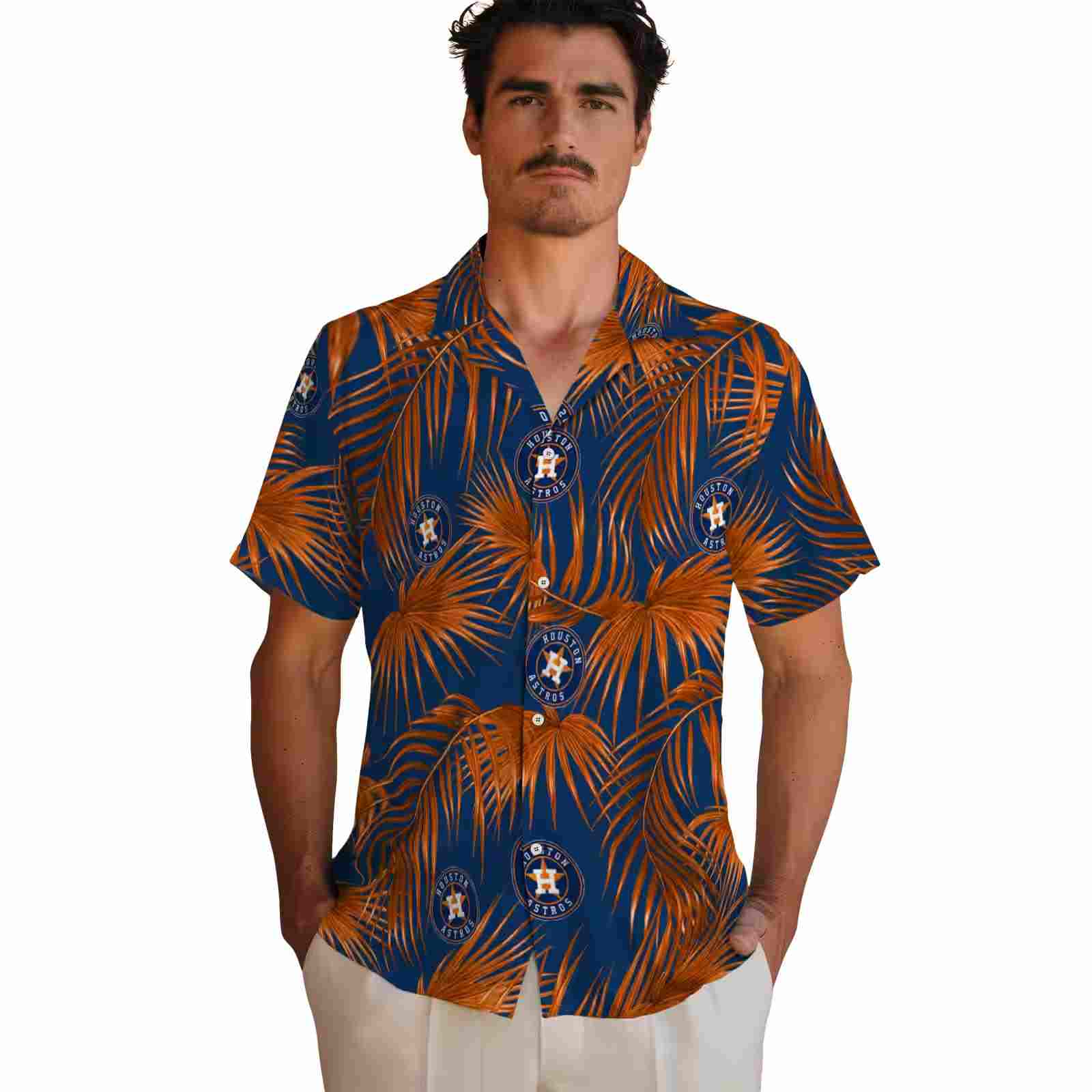 houston astros leafy palms blue hawaiian shirt fashion forward