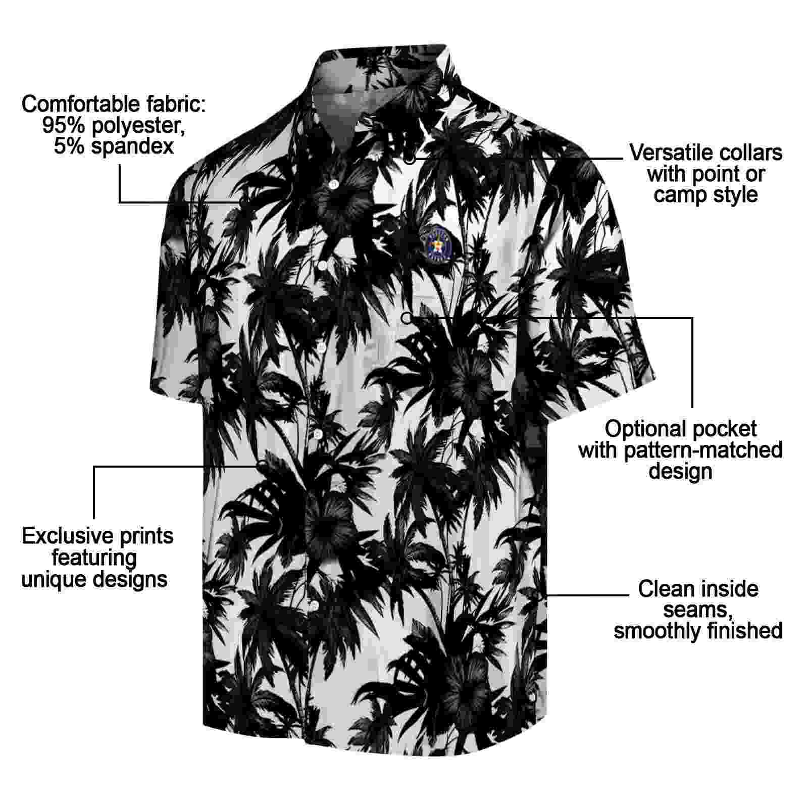 houston astros palm motifs black white hawaiian shirt new arrival