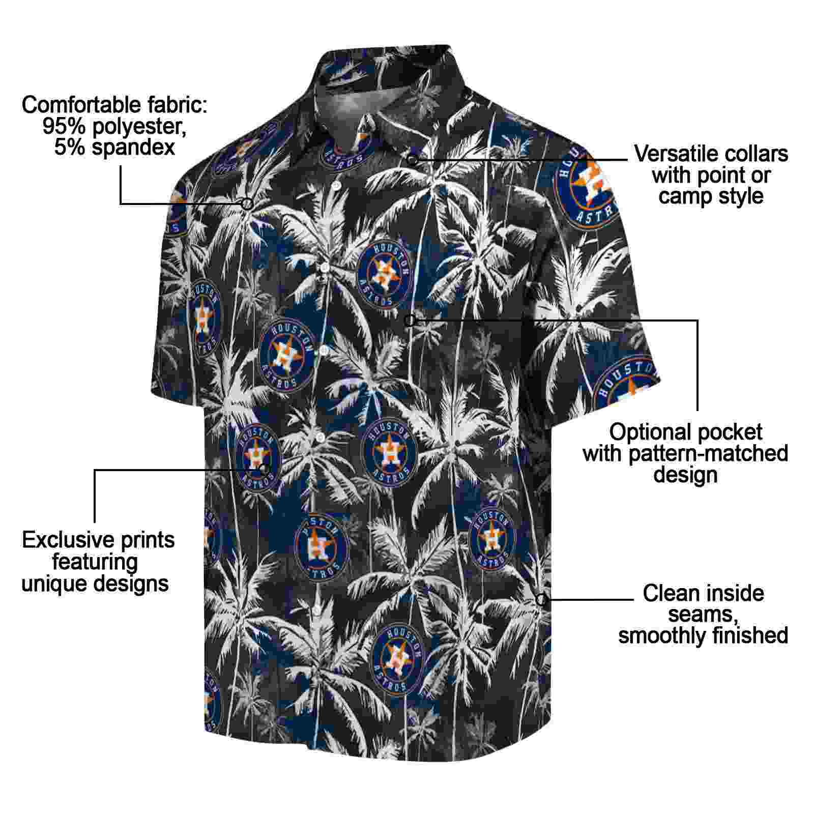 houston astros palm pattern blue black hawaiian shirt new arrival