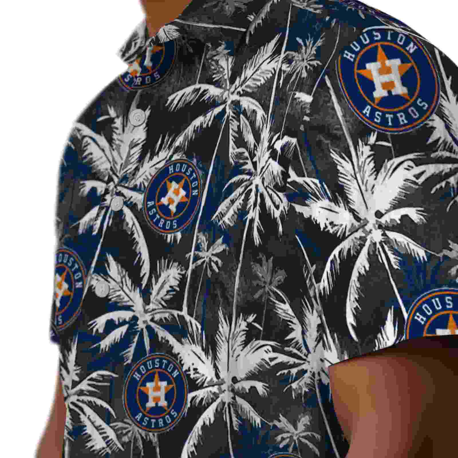 houston astros palm pattern blue black hawaiian shirt trendy