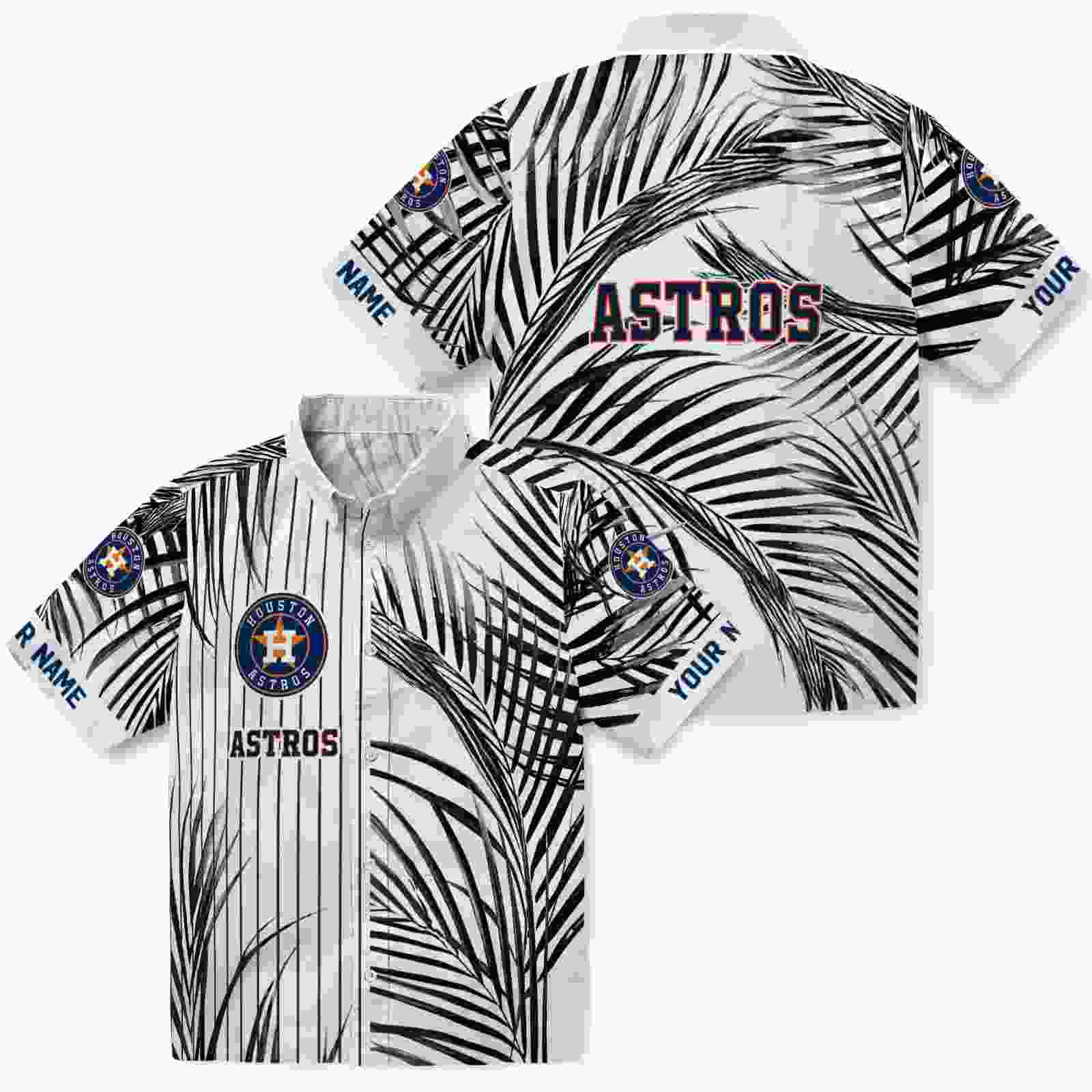 houston astros palm stripes blue black white hawaiian shirt high quality