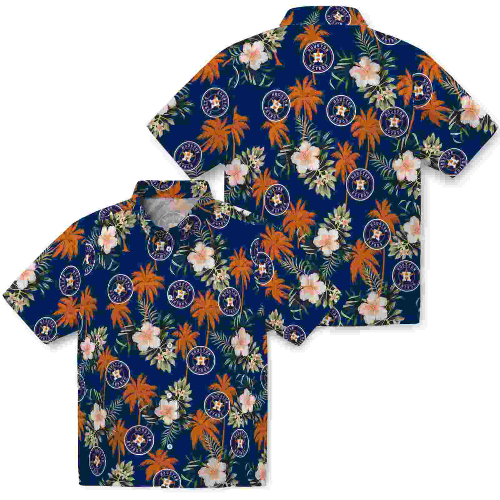 houston astros palm tree flower blue hawaiian shirt high quality