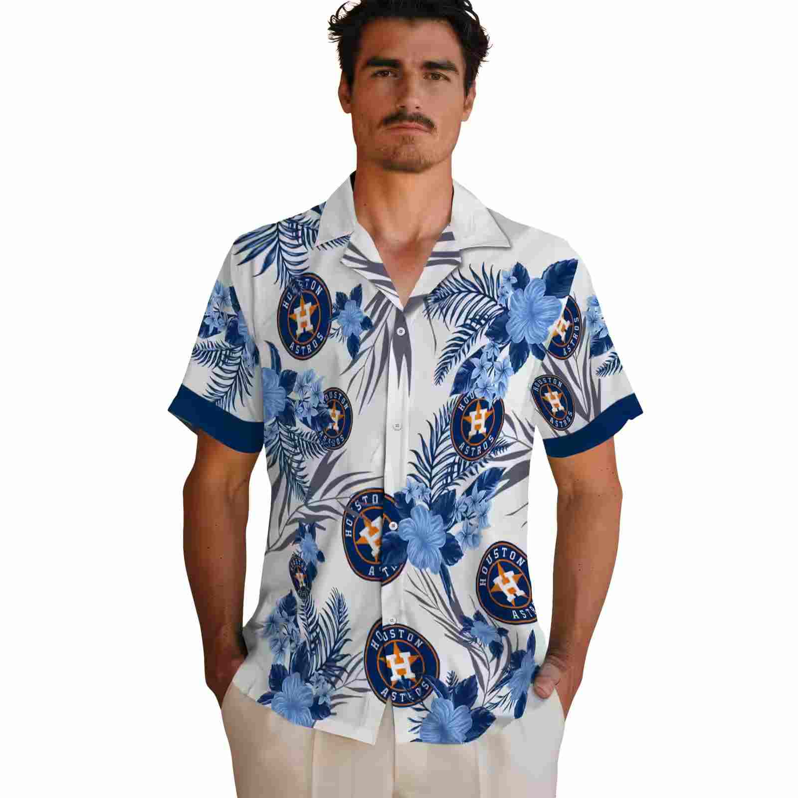 houston astros patriotic hibiscus design blue white hawaiian shirt fashion forward