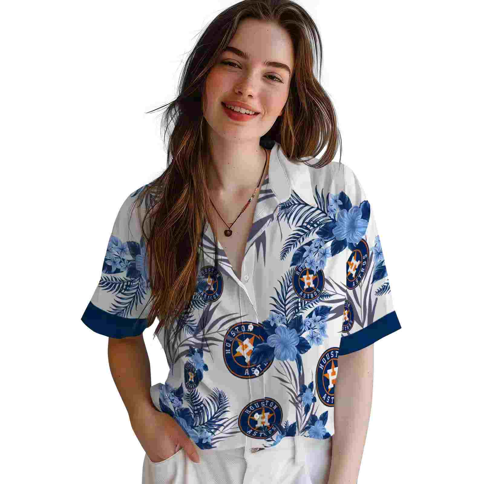 houston astros patriotic hibiscus design blue white hawaiian shirt latest model