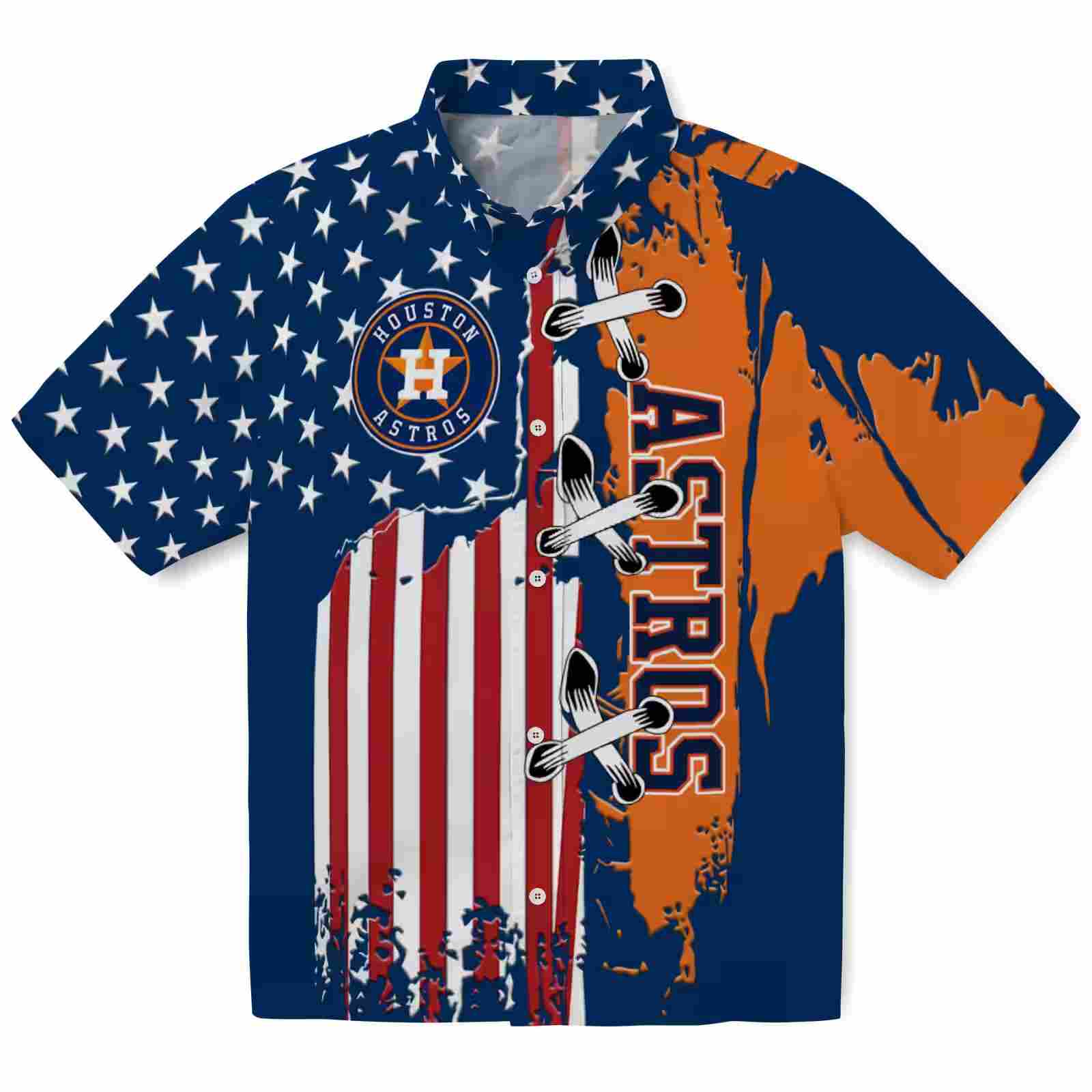 Houston Astros Stitched Flag Blue Hawaiian Shirt