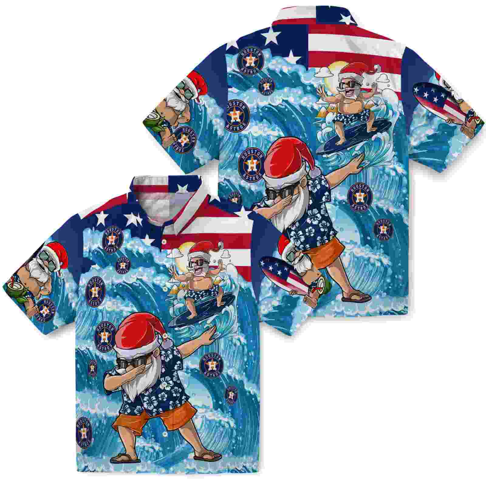 houston astros surfing santa blue hawaiian shirt high quality