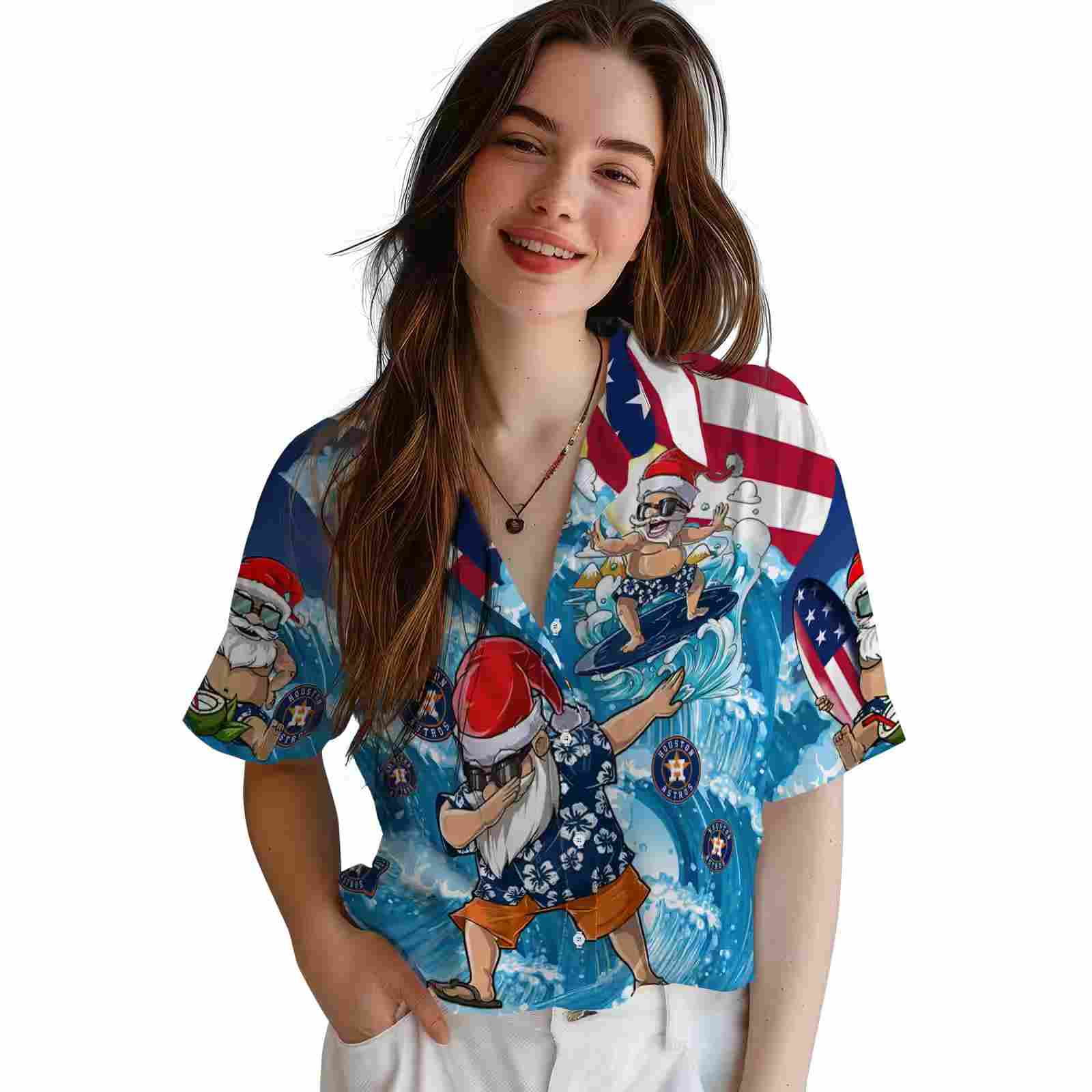 houston astros surfing santa blue hawaiian shirt latest model