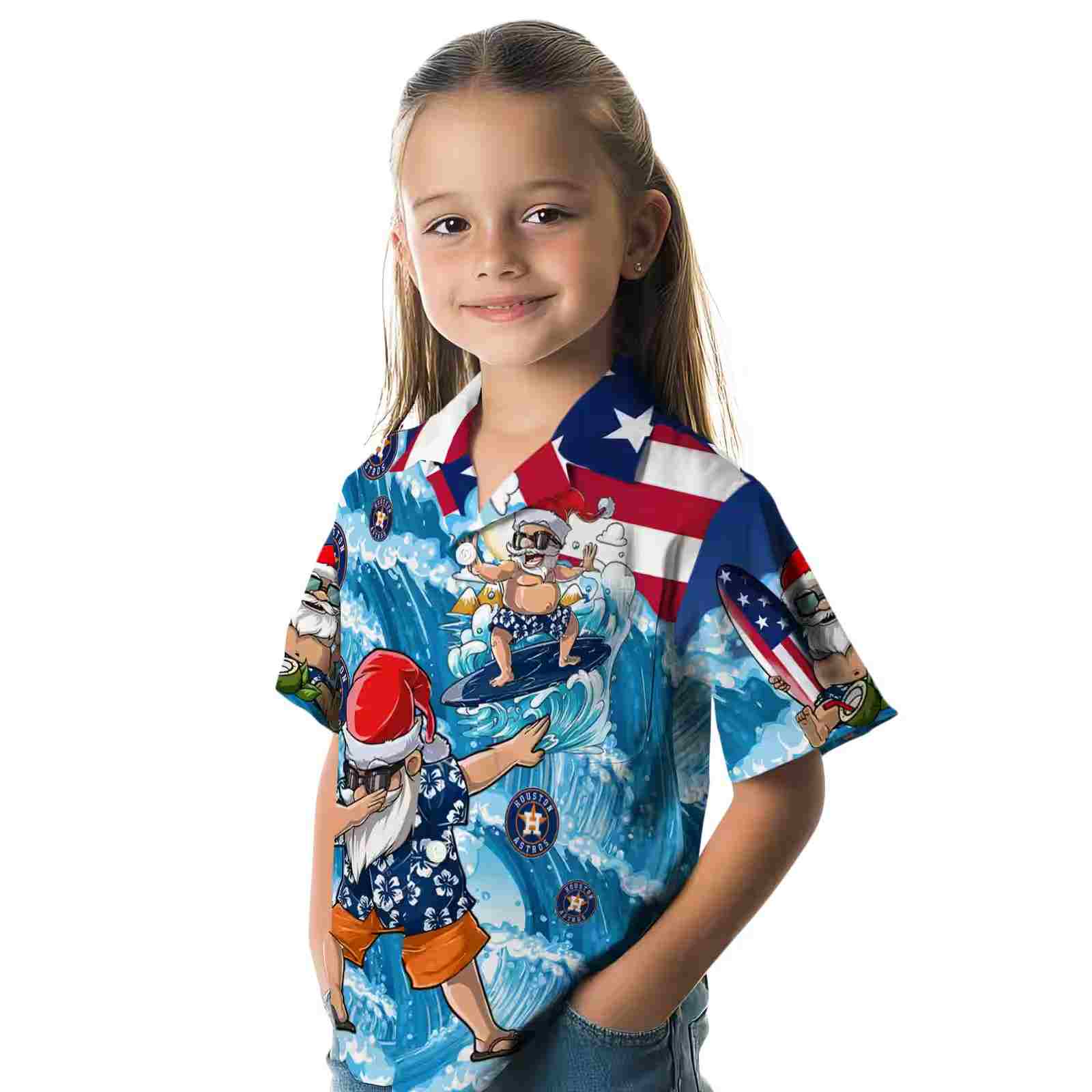 houston astros surfing santa blue hawaiian shirt premium grade