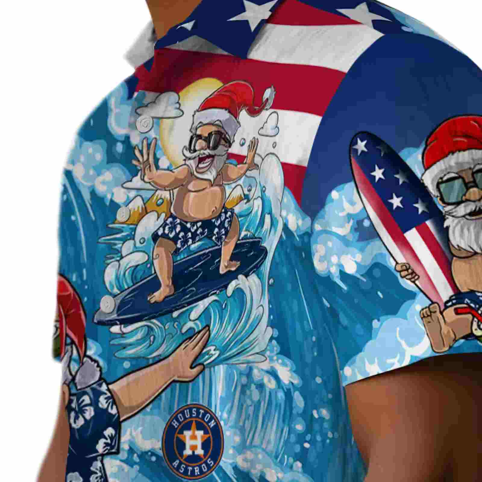 houston astros surfing santa blue hawaiian shirt trendy