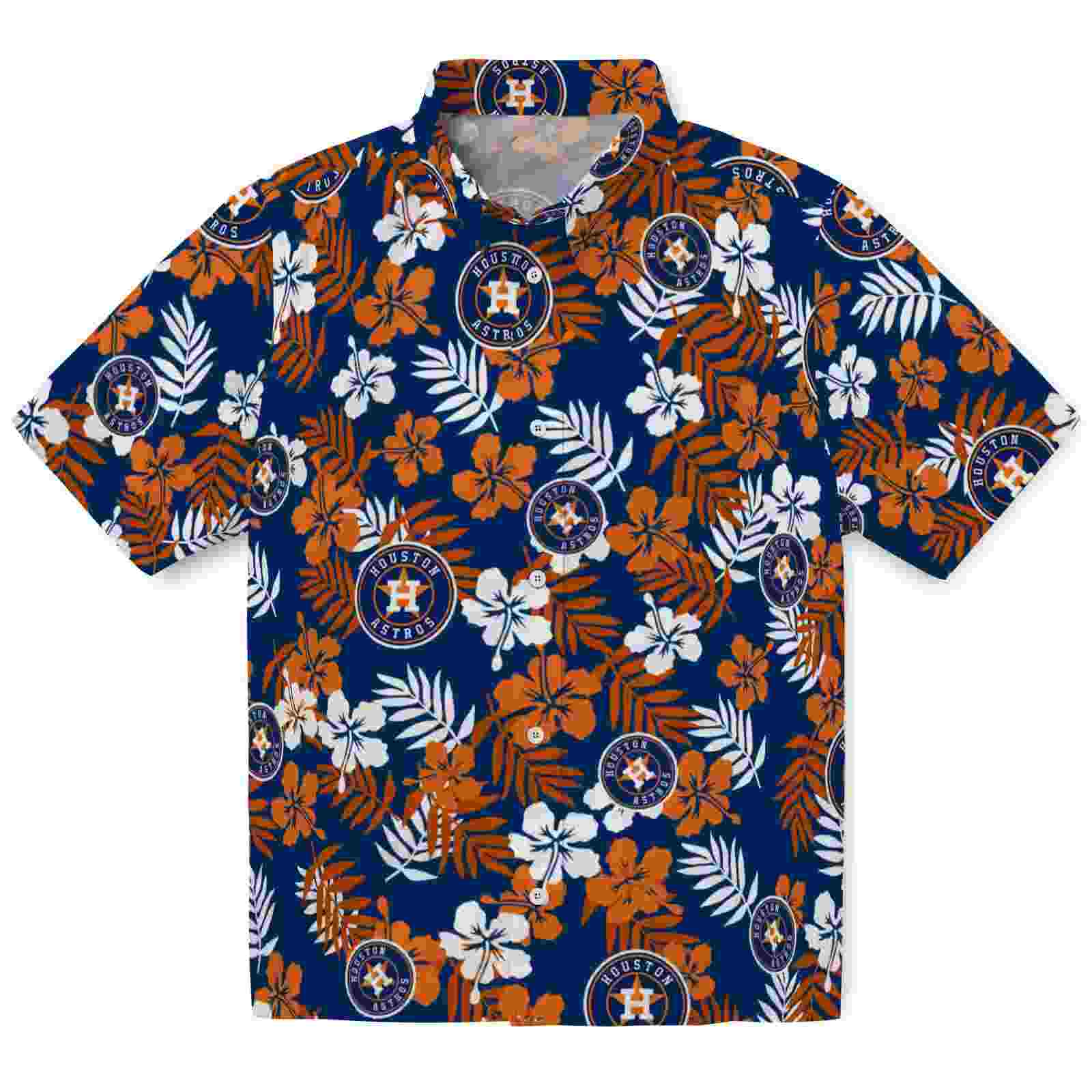 Houston Astros Tropical Floral Blue Hawaiian Shirt