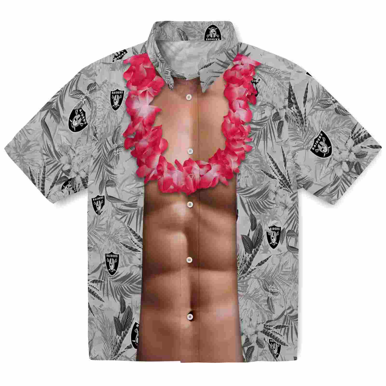 Las Vegas Raiders Chest Illusion Black Hawaiian Shirt