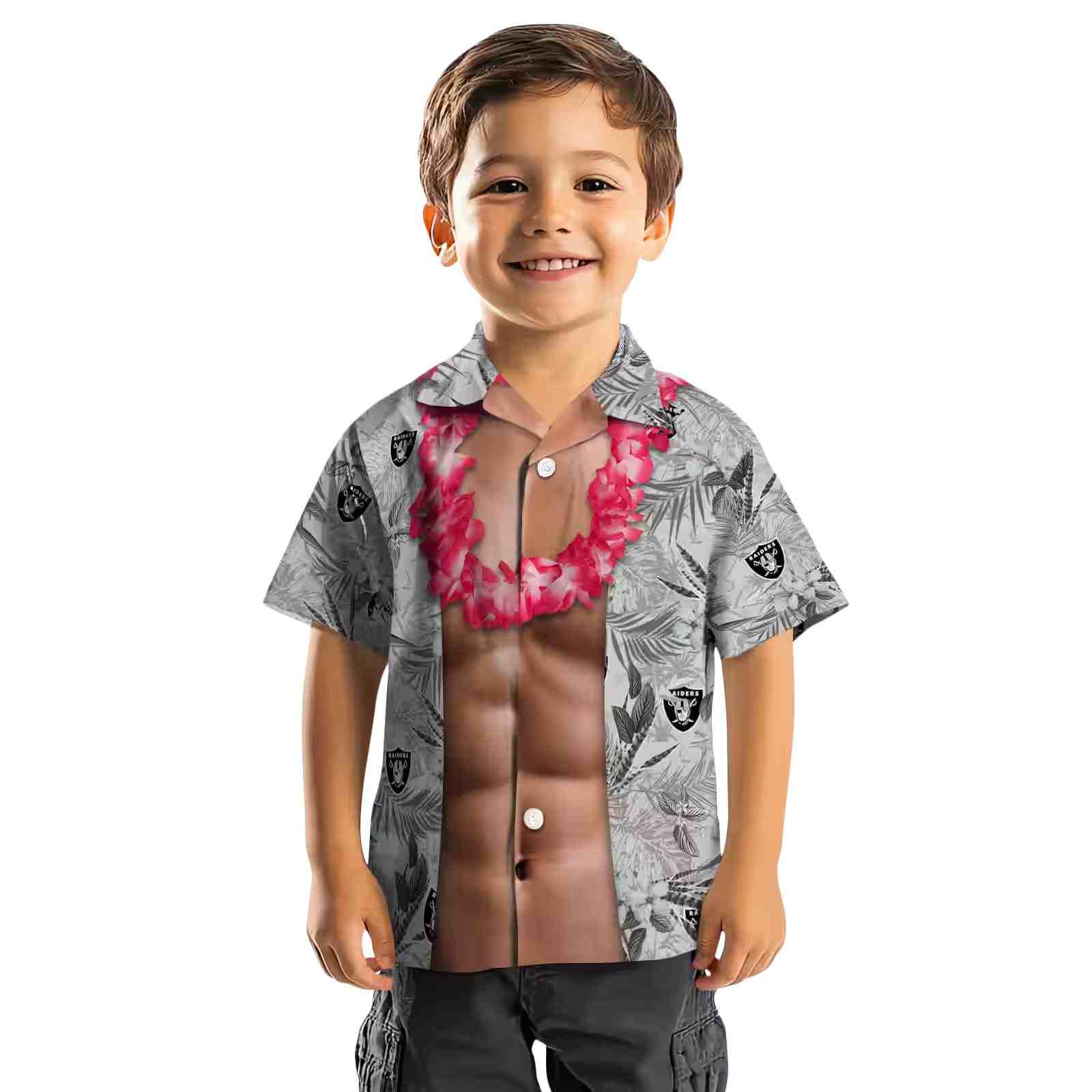 las vegas raiders chest illusion black hawaiian shirt top rated