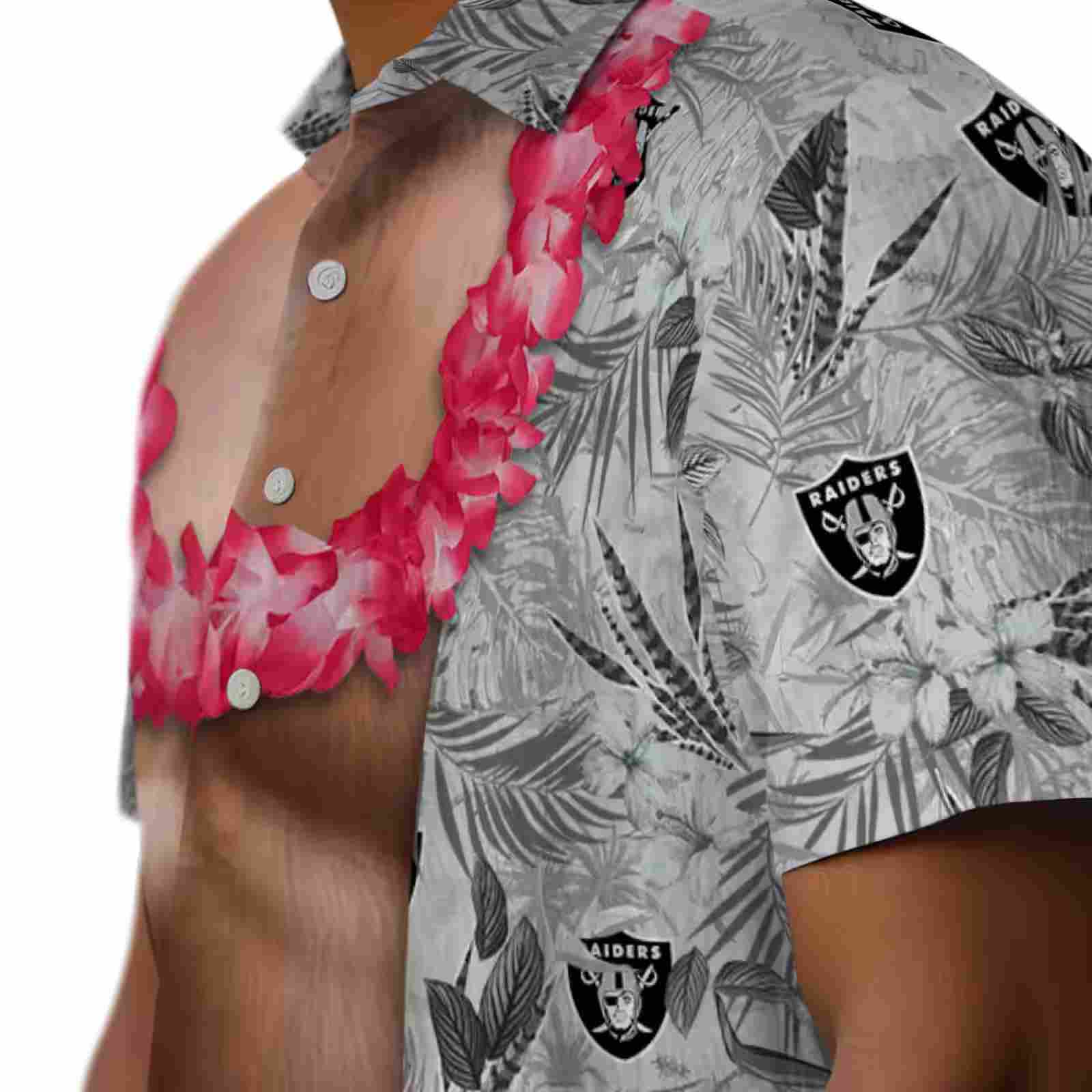 las vegas raiders chest illusion black hawaiian shirt trendy