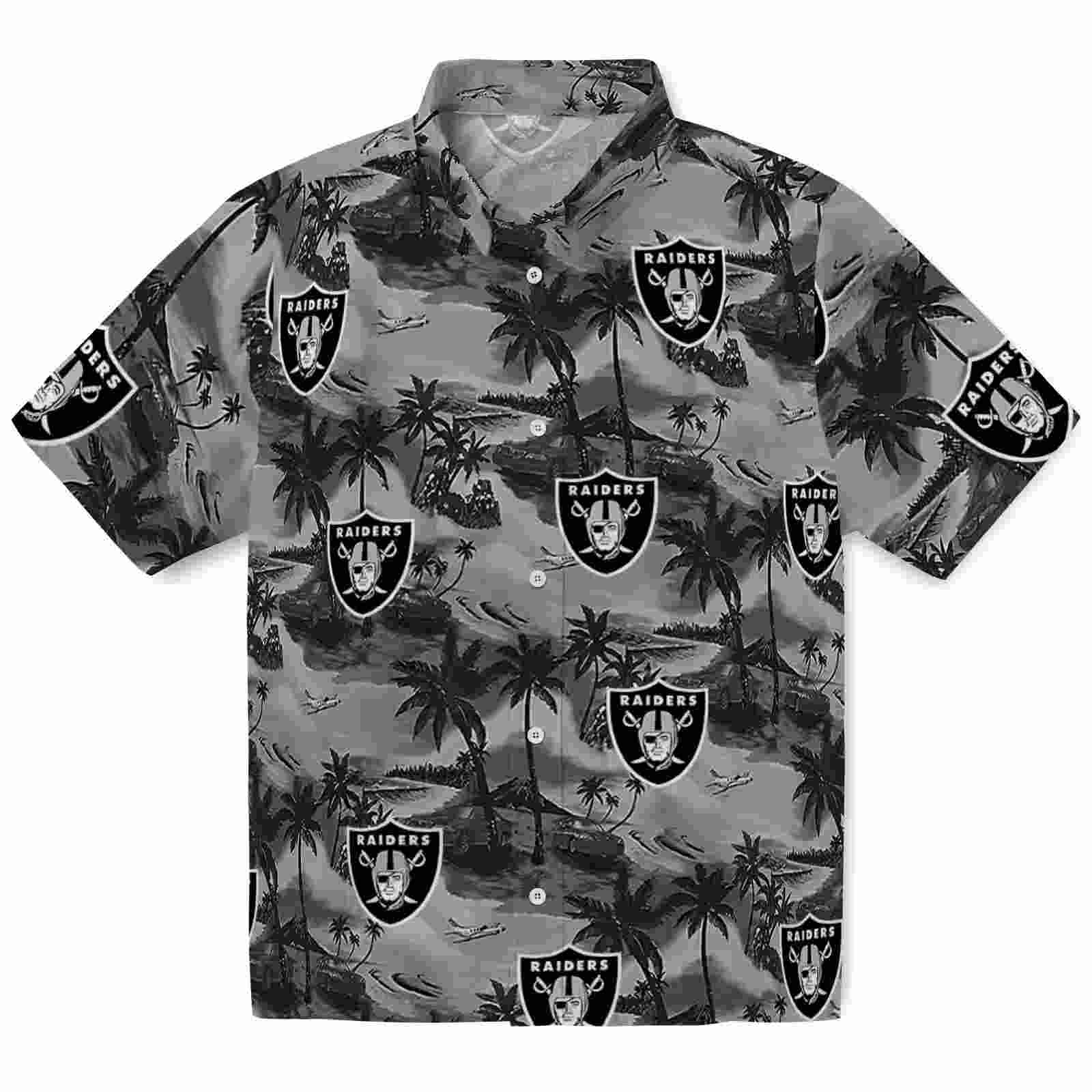 Las Vegas Raiders Coastal Palms Black Hawaiian Shirt