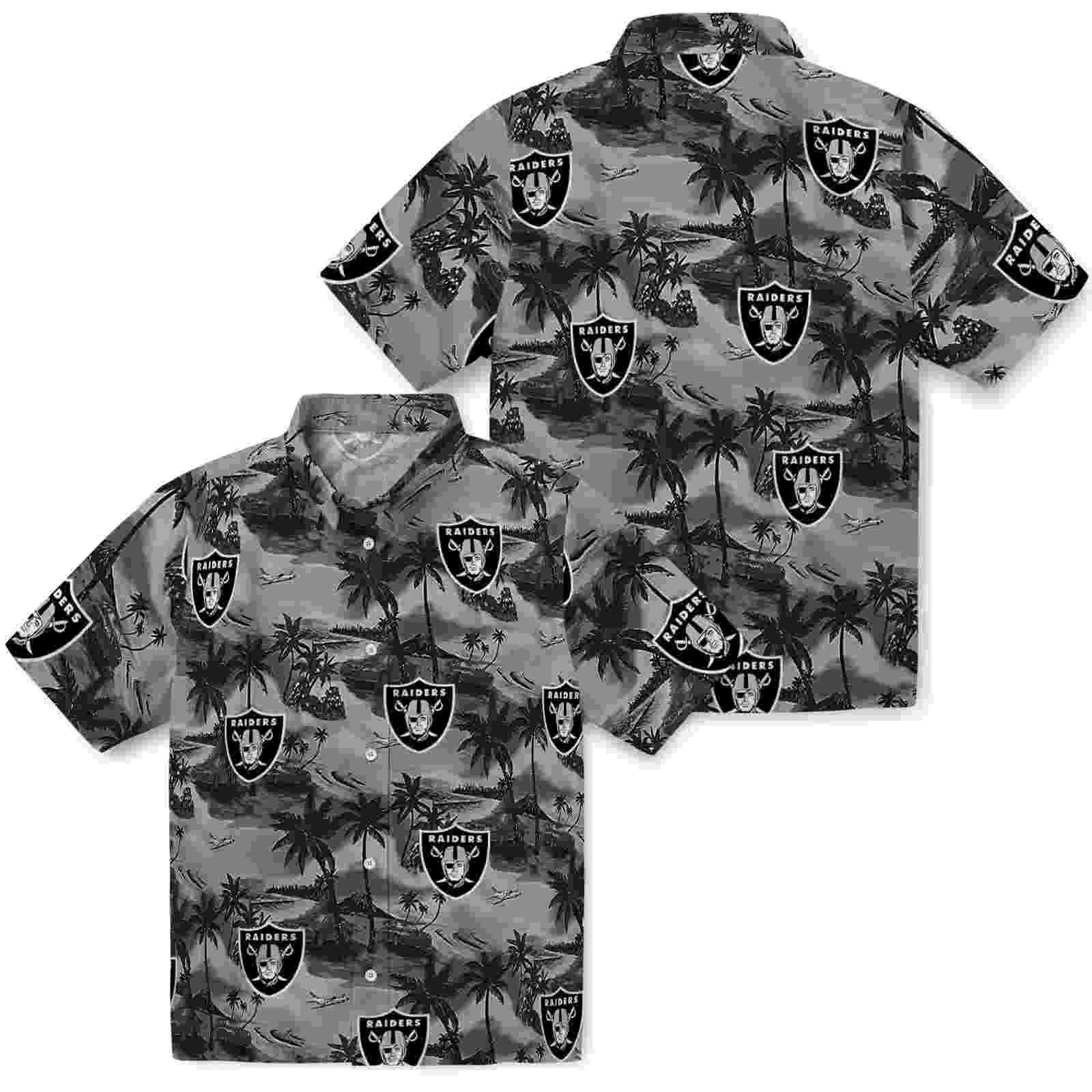 las vegas raiders coastal palms black hawaiian shirt high quality