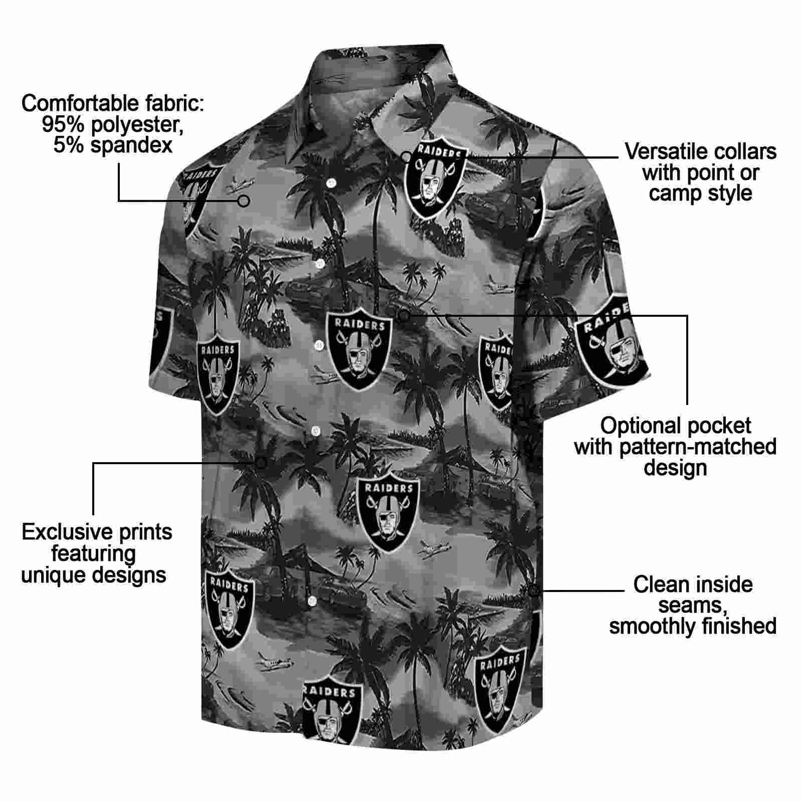 las vegas raiders coastal palms black hawaiian shirt new arrival