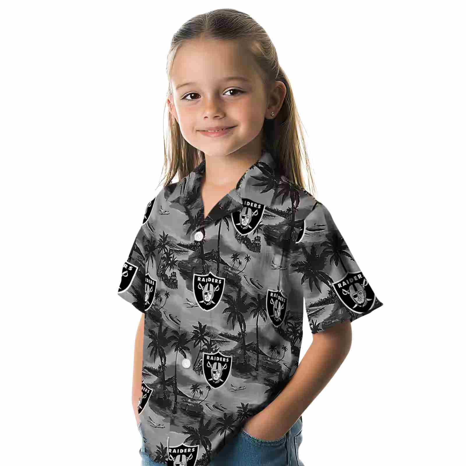 las vegas raiders coastal palms black hawaiian shirt premium grade