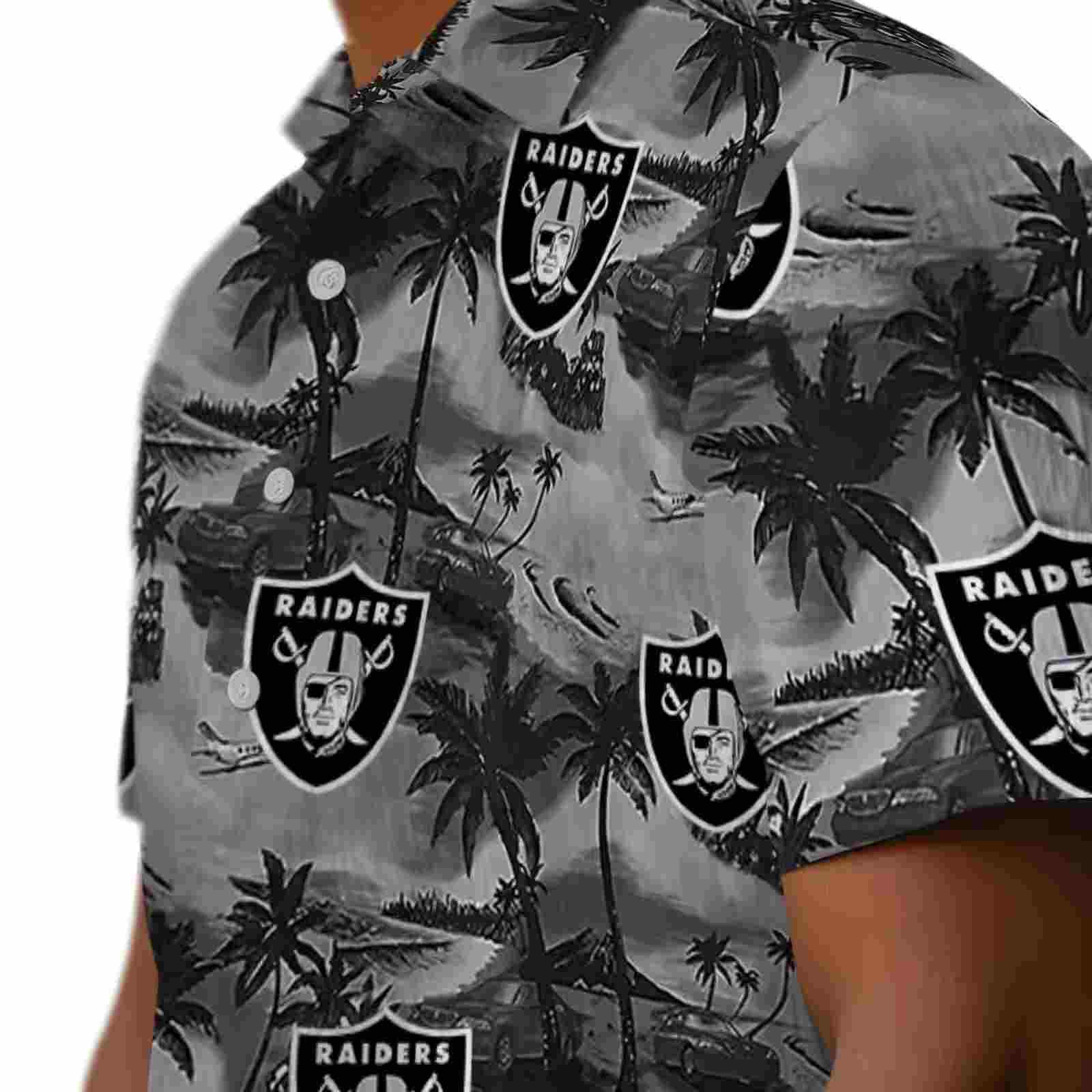 las vegas raiders coastal palms black hawaiian shirt trendy