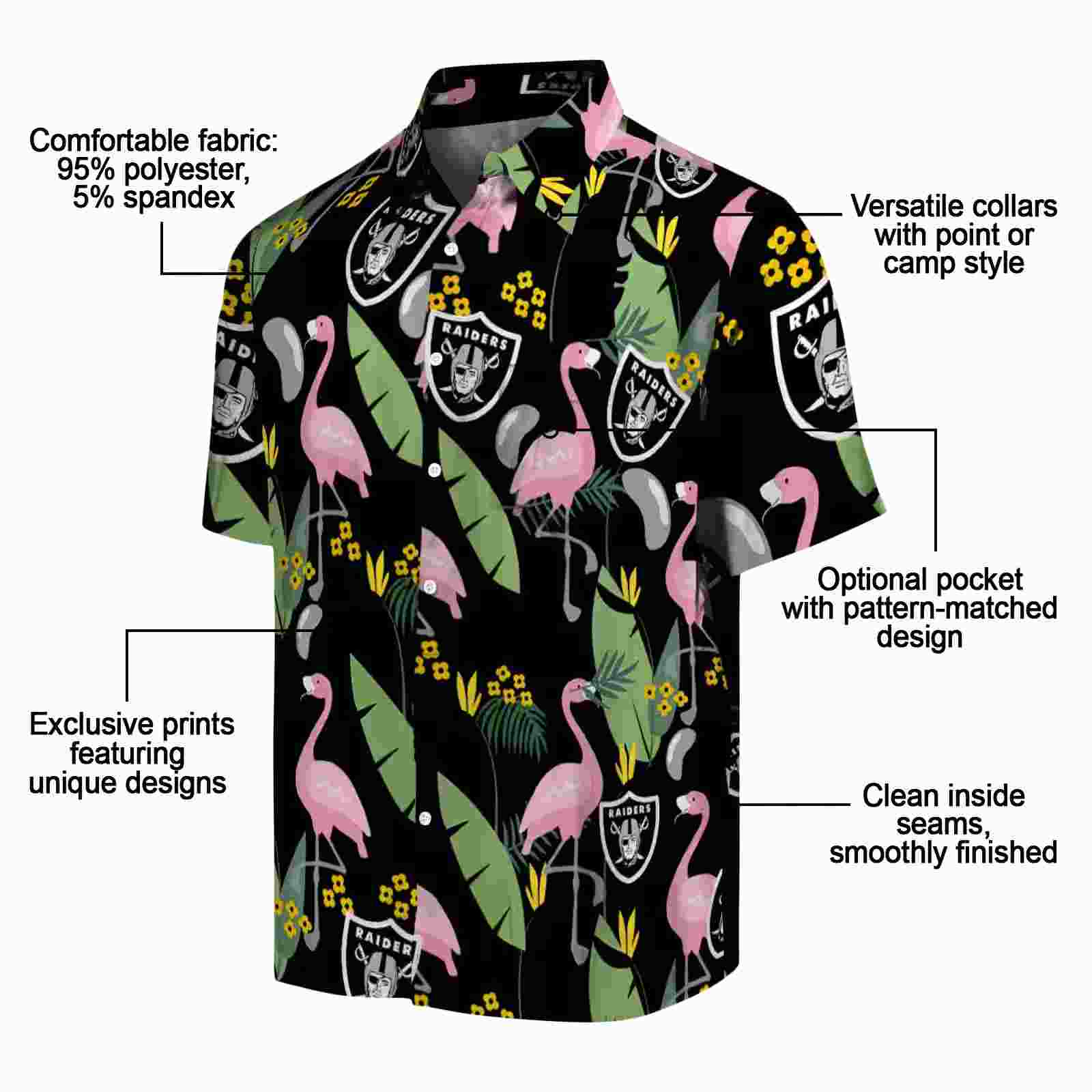 las vegas raiders flamingo leaves black hawaiian shirt new arrival