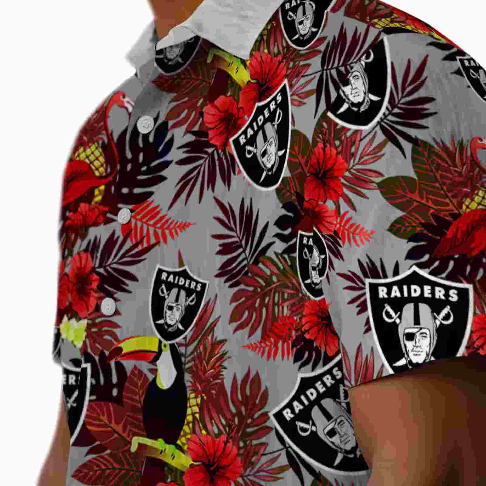 las vegas raiders floral toucan black red hawaiian shirt trendy