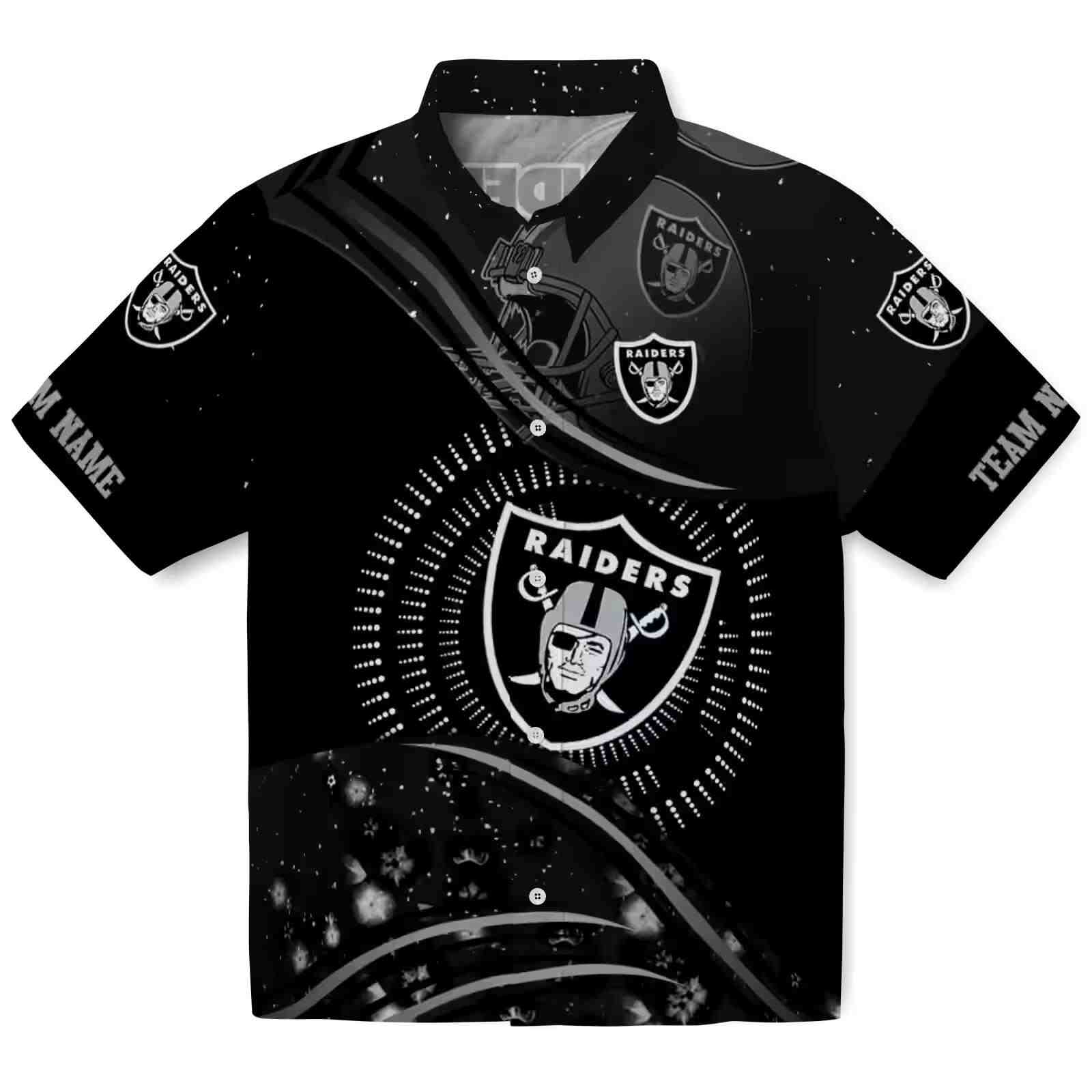 Las Vegas Raiders Football Wave Black Hawaiian Shirt