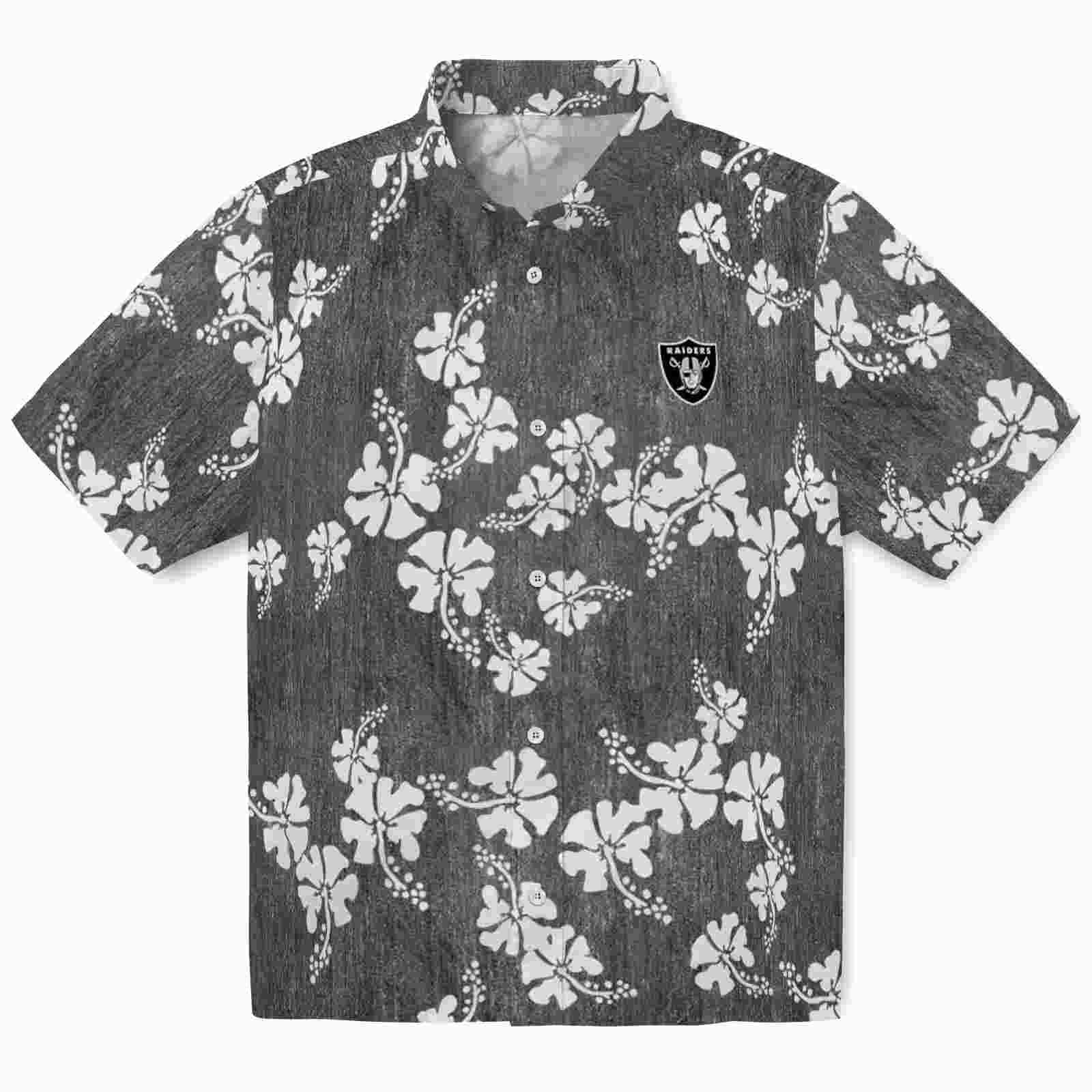 Las Vegas Raiders Hibiscus Clusters Black Hawaiian Shirt