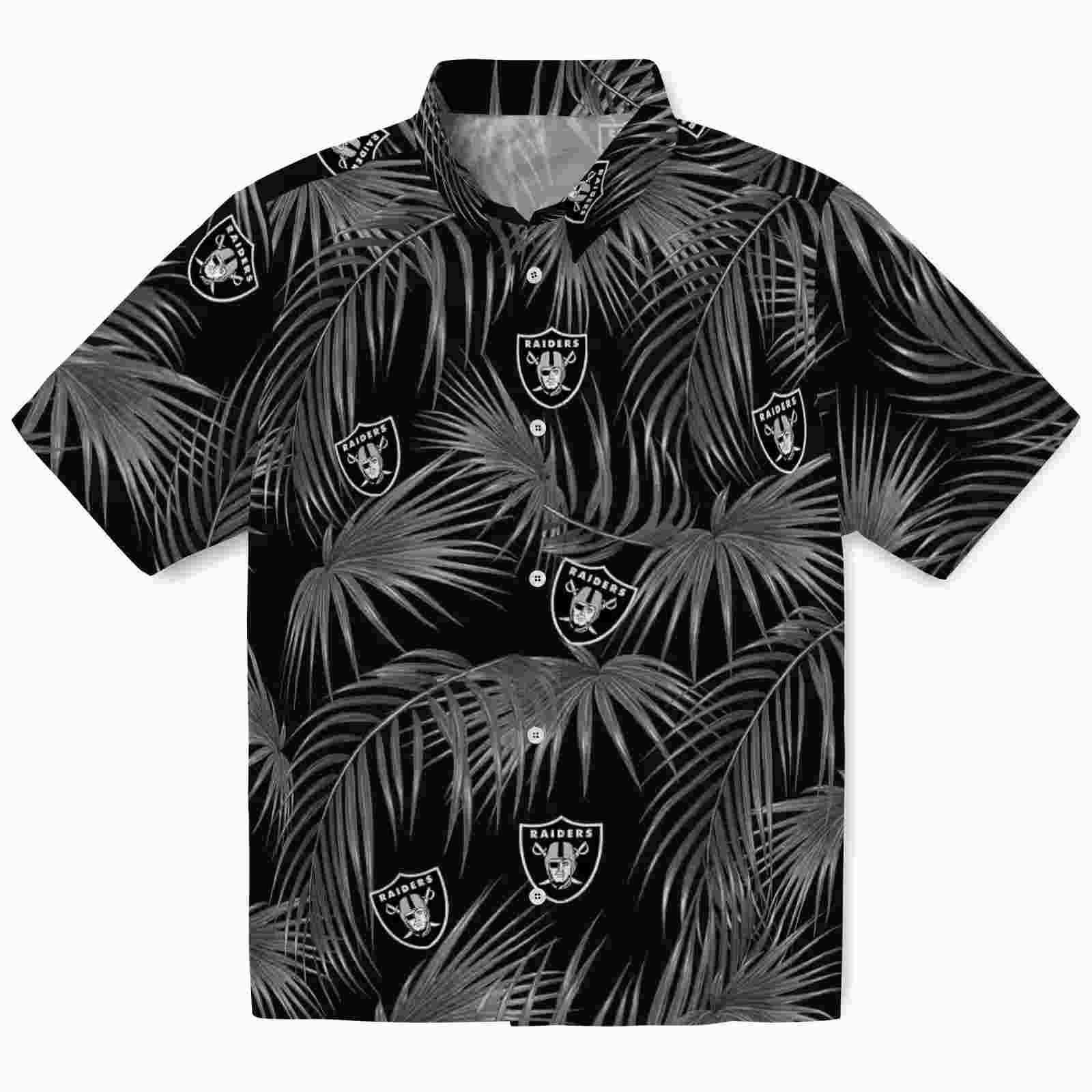 Las Vegas Raiders Leafy Palms Black Hawaiian Shirt