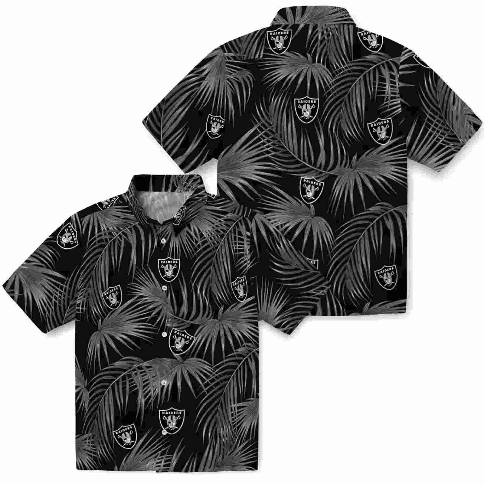 las vegas raiders leafy palms black hawaiian shirt high quality