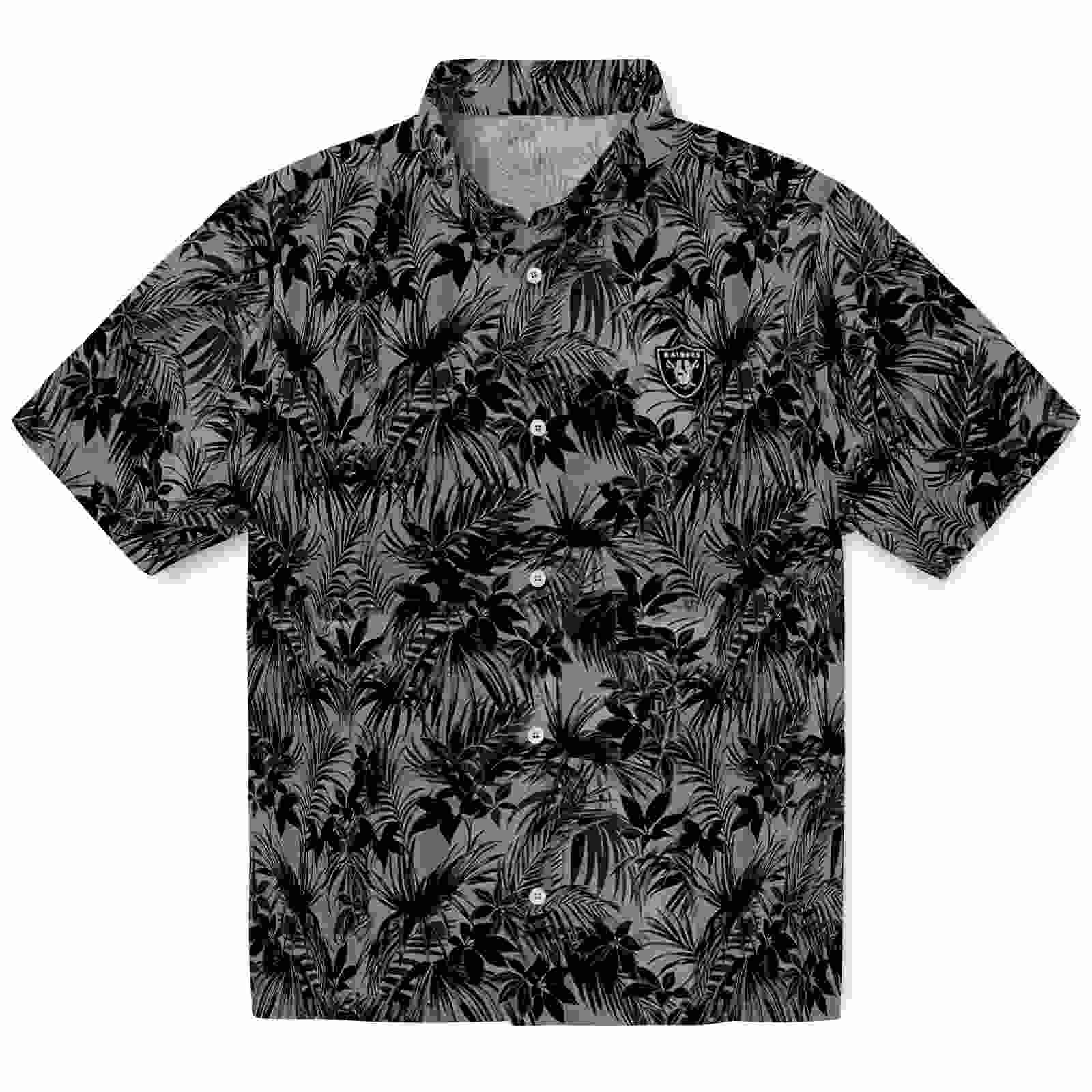 Las Vegas Raiders Leafy Pattern Black Hawaiian Shirt