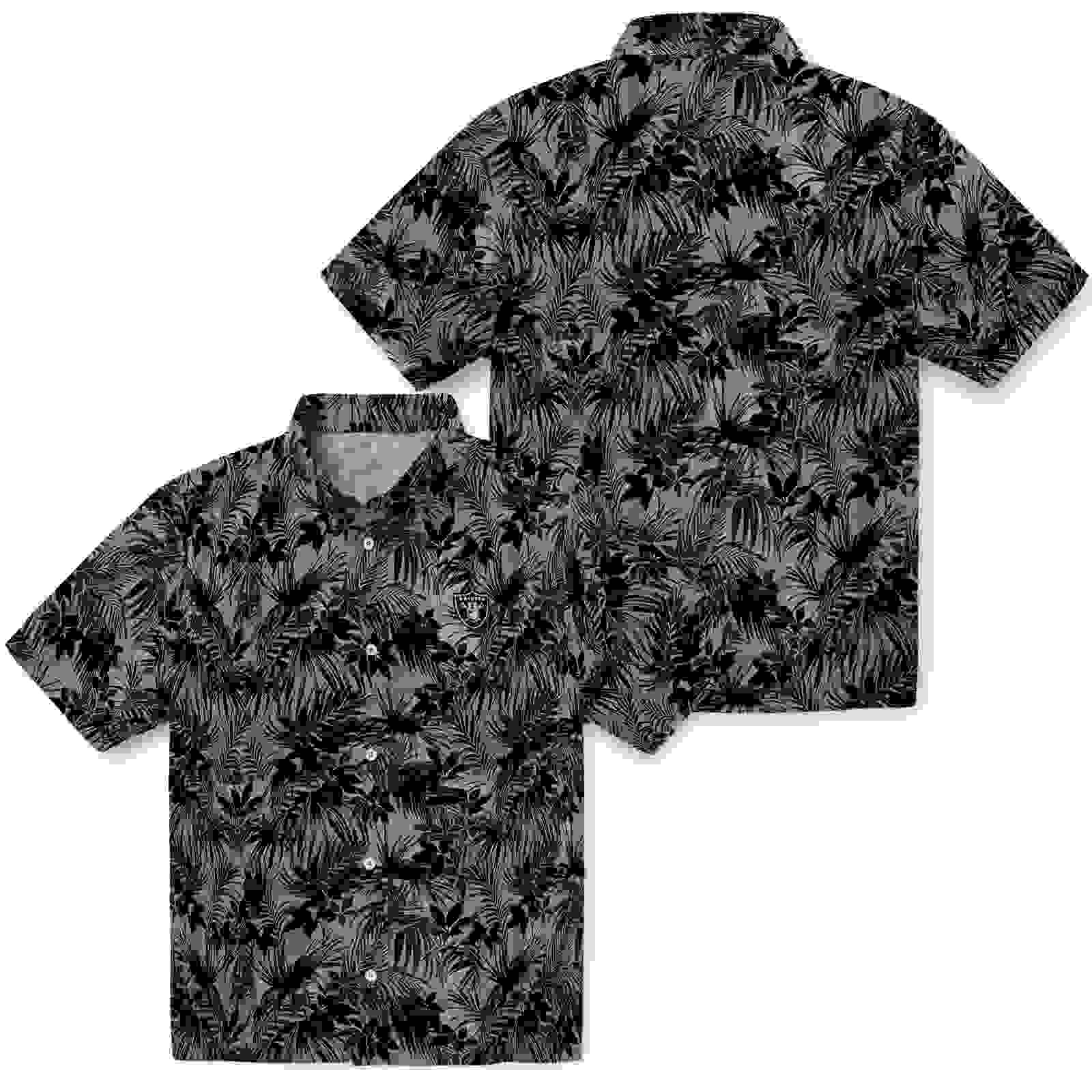 las vegas raiders leafy pattern black hawaiian shirt high quality