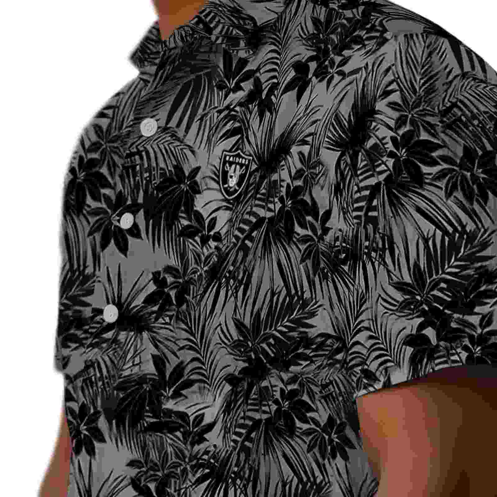 las vegas raiders leafy pattern black hawaiian shirt trendy